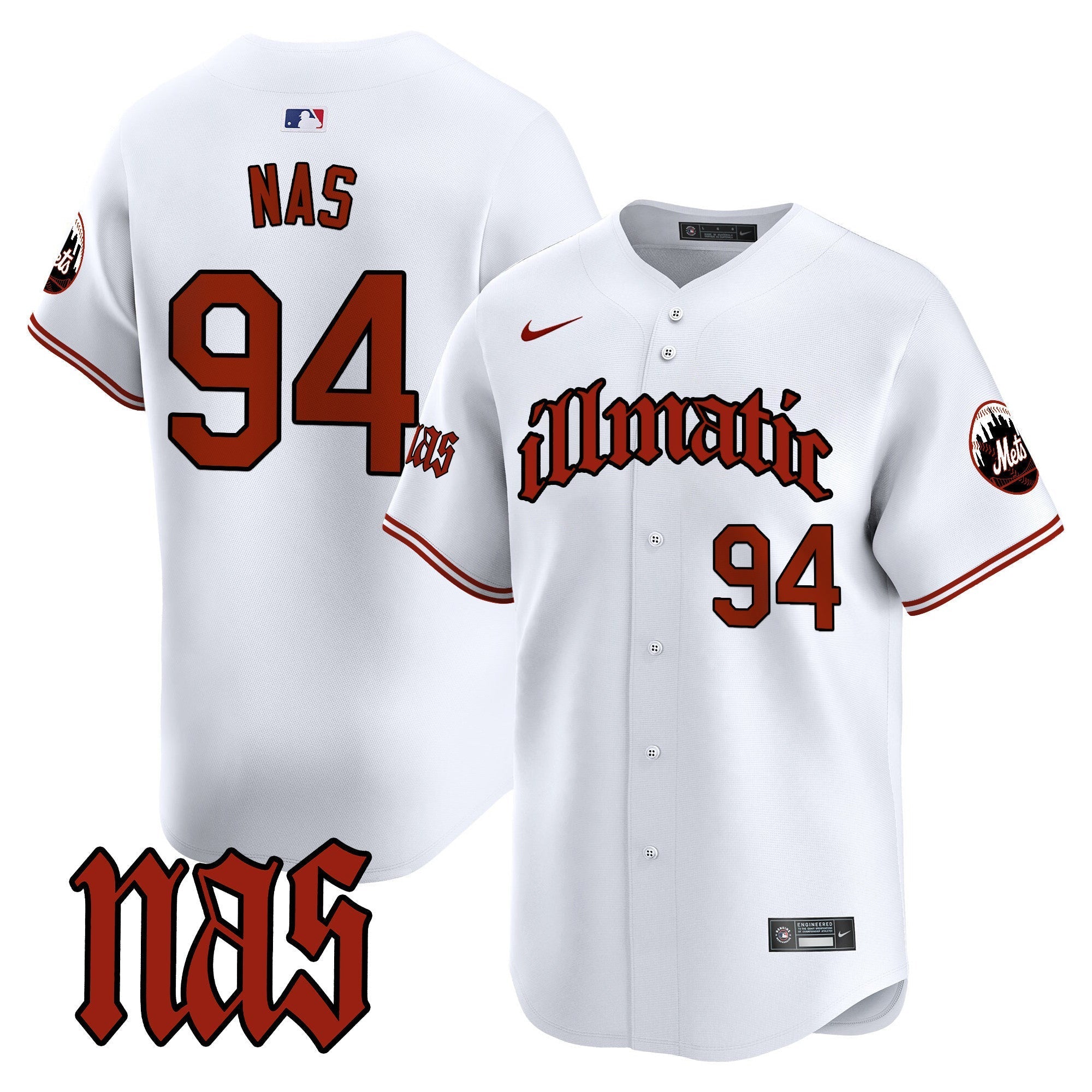 Men's Mets Nas Illmatic Vapor Premier Limited Jersey - All Stitched