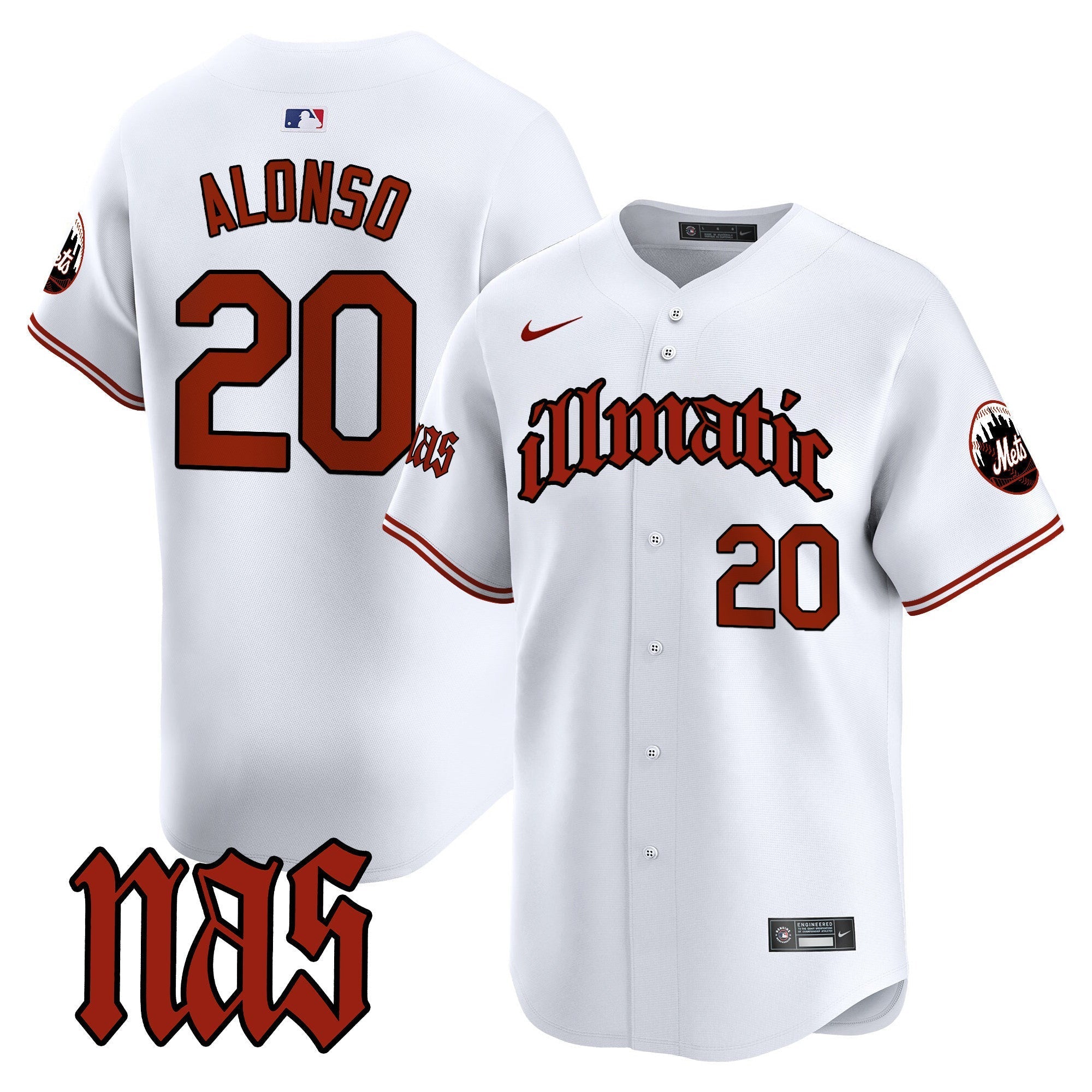 Men's Mets Nas Illmatic Vapor Premier Limited Jersey - All Stitched