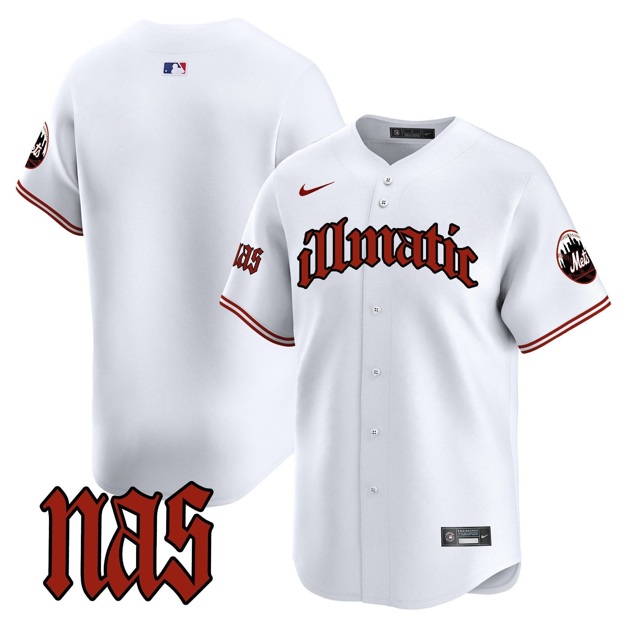 Men's Mets Nas Illmatic Vapor Premier Limited Jersey - All Stitched