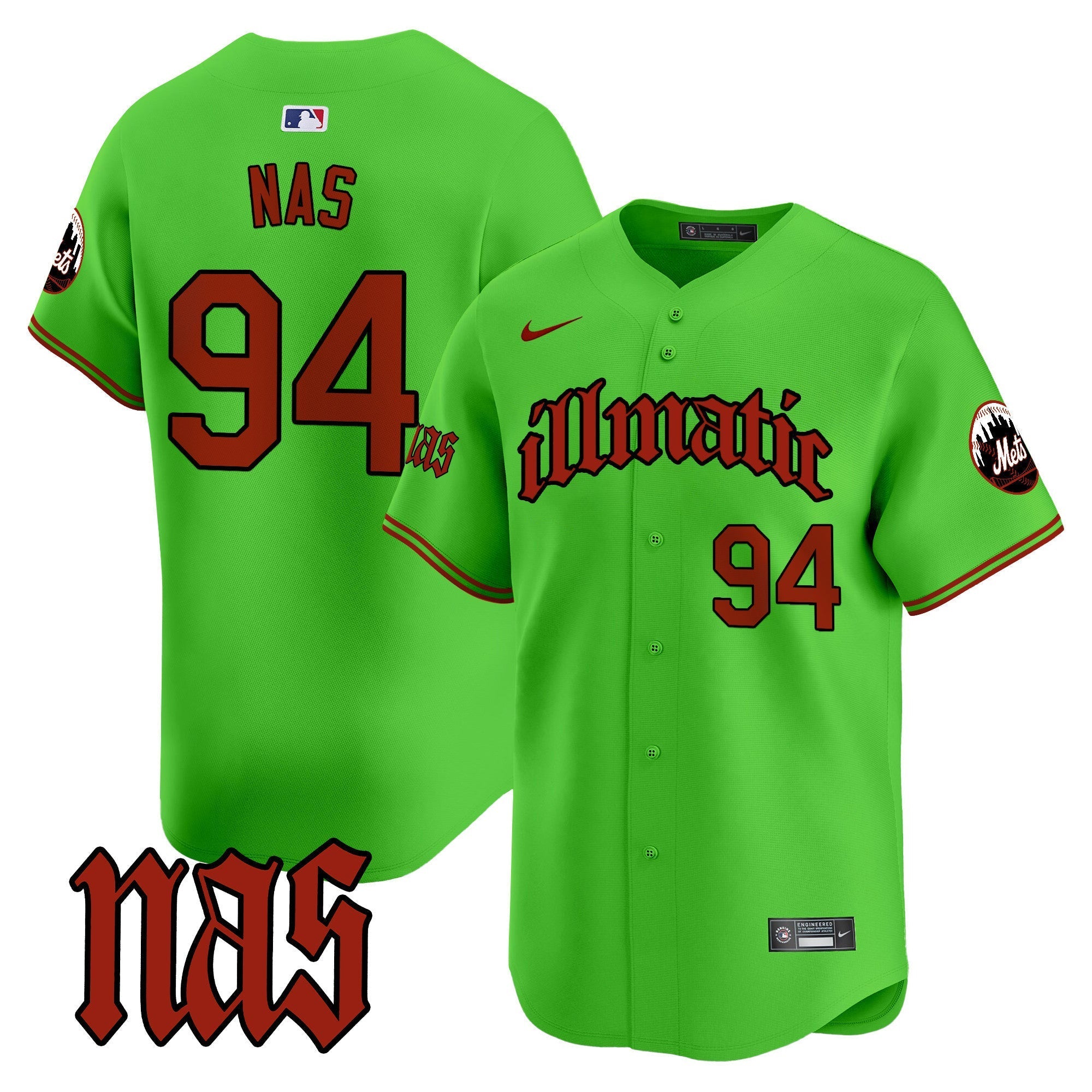 Men's Mets Nas Illmatic Vapor Premier Limited Jersey - All Stitched