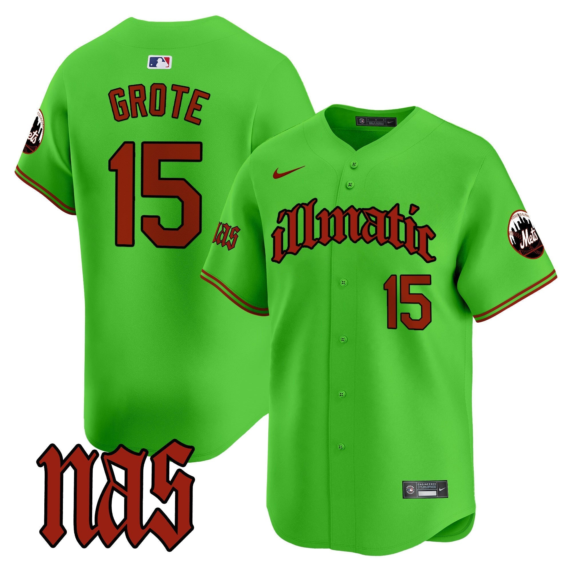 Men's Mets Nas Illmatic Vapor Premier Limited Jersey - All Stitched
