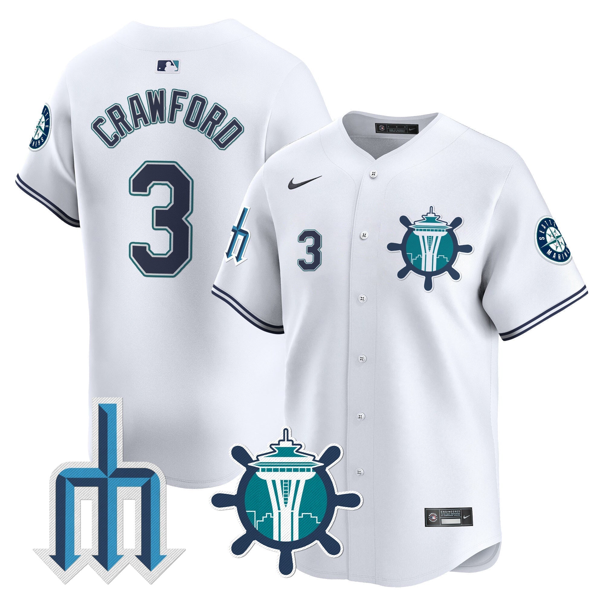 Men's Seattle Mariners Trident Patch Vapor Premier Limited Jersey - All Stitched