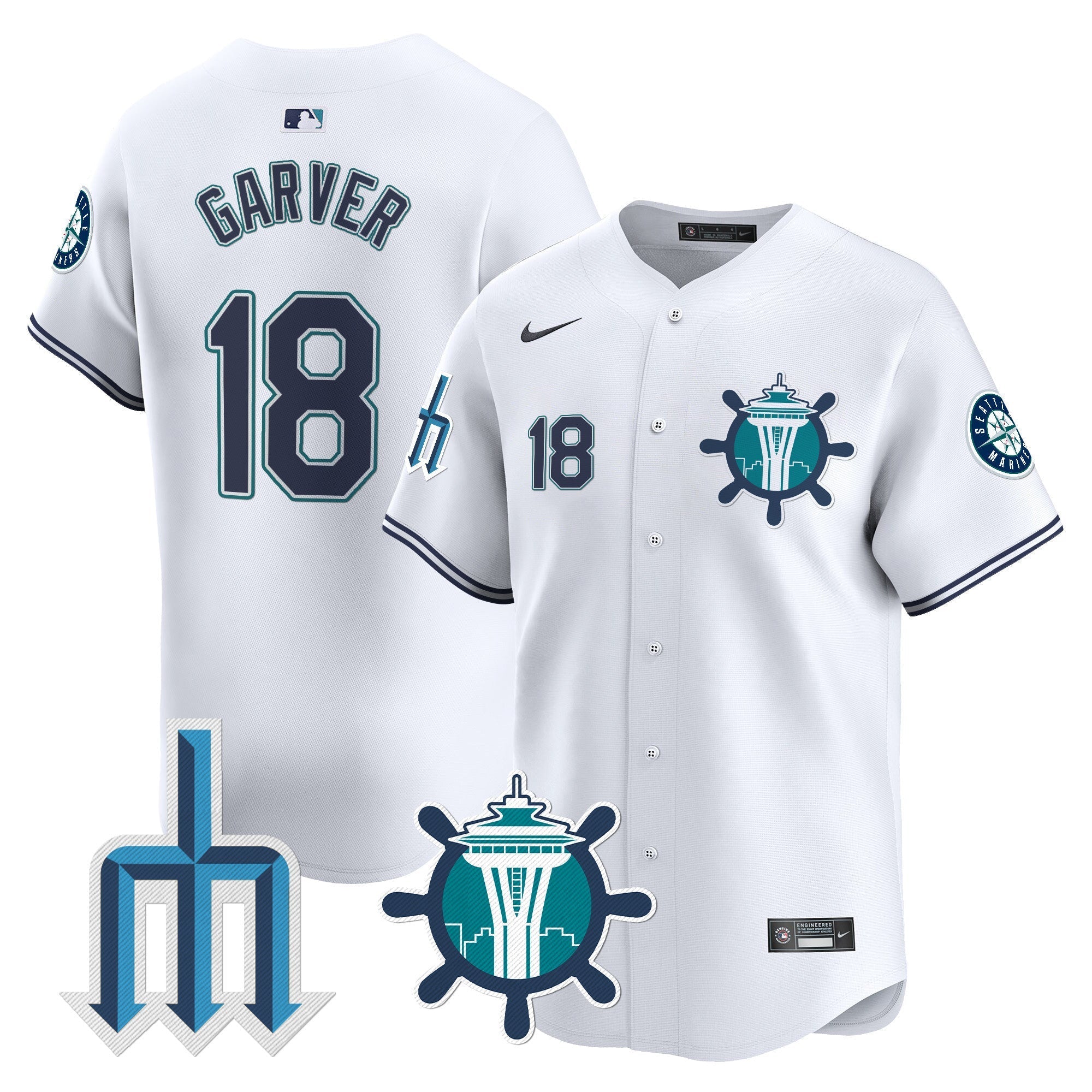 Men's Seattle Mariners Trident Patch Vapor Premier Limited Jersey - All Stitched