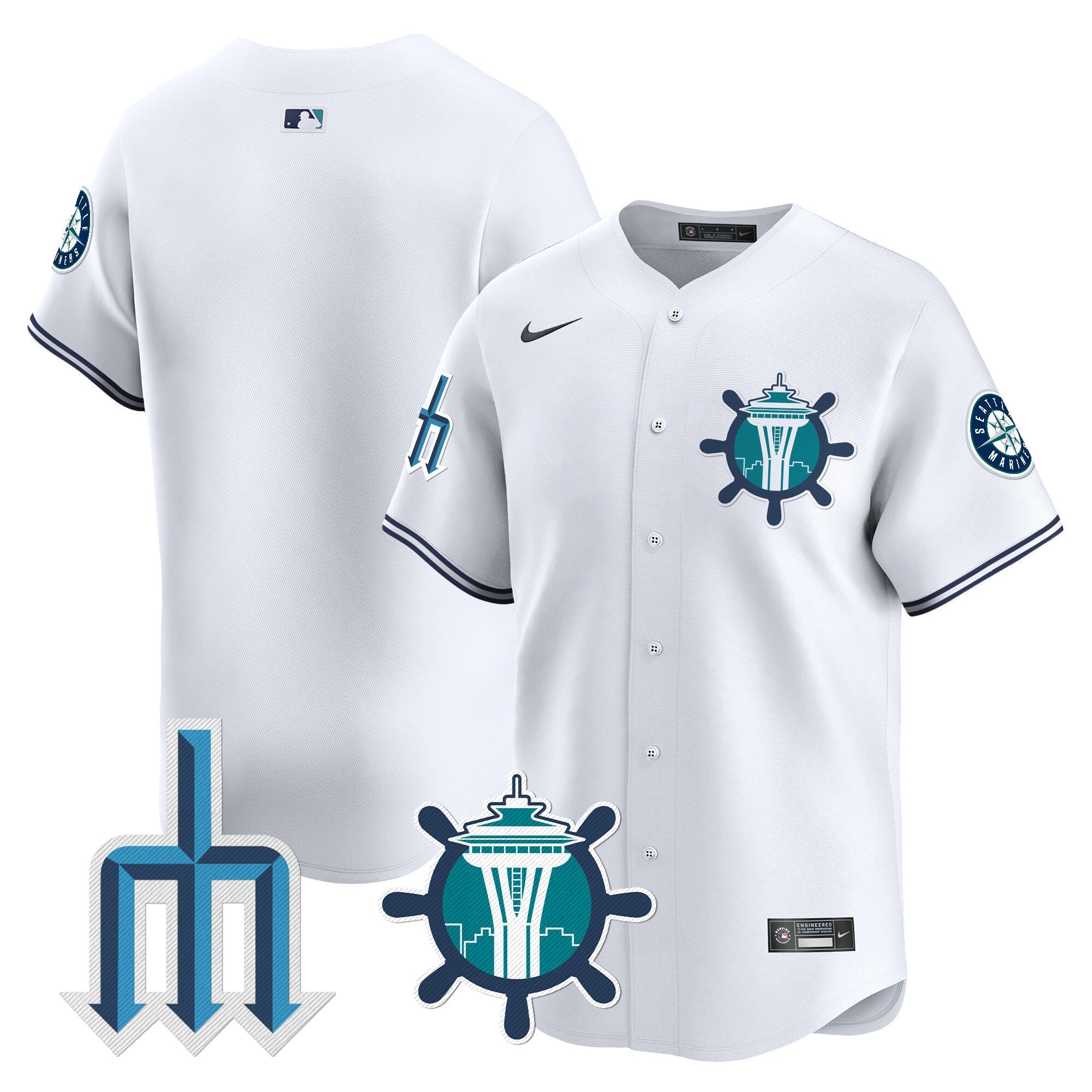 Men's Seattle Mariners Trident Patch Vapor Premier Limited Jersey - All Stitched
