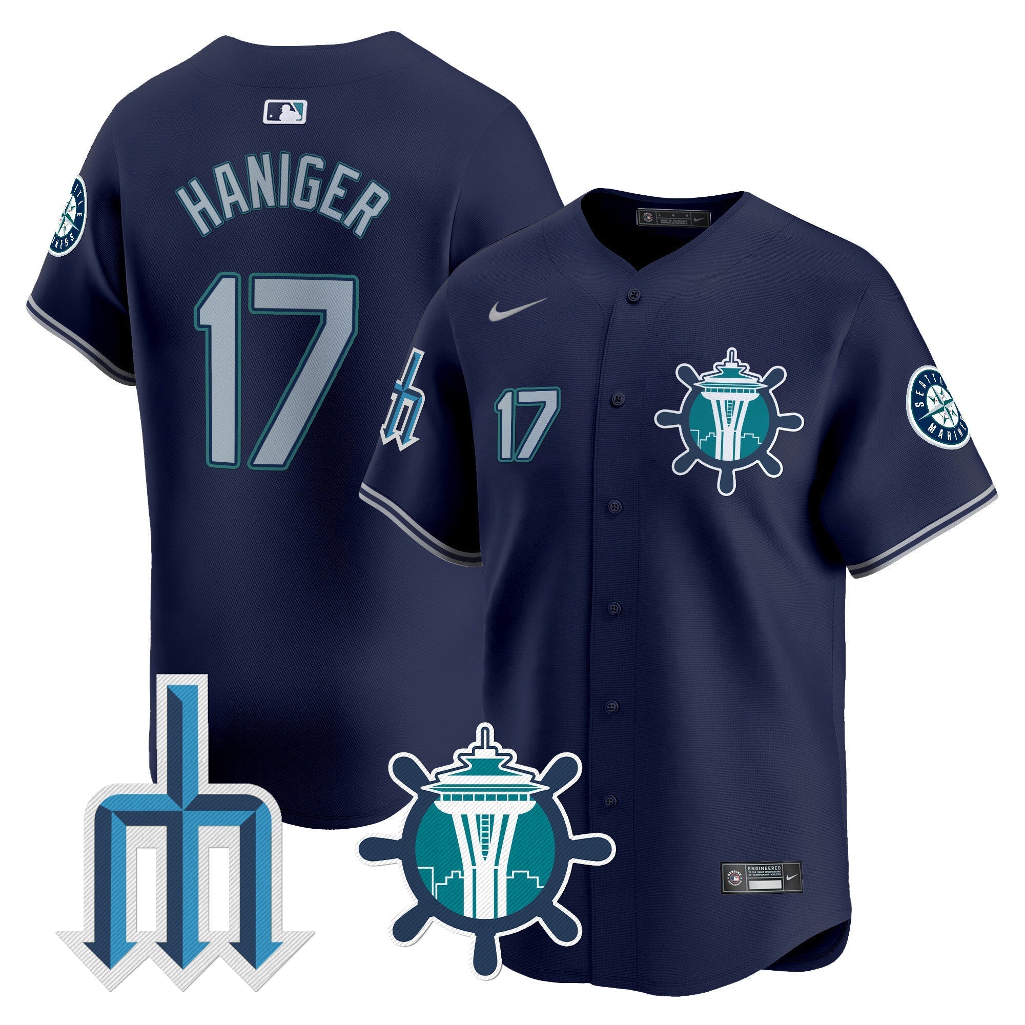 Men's Seattle Mariners Trident Patch Vapor Premier Limited Jersey - All Stitched