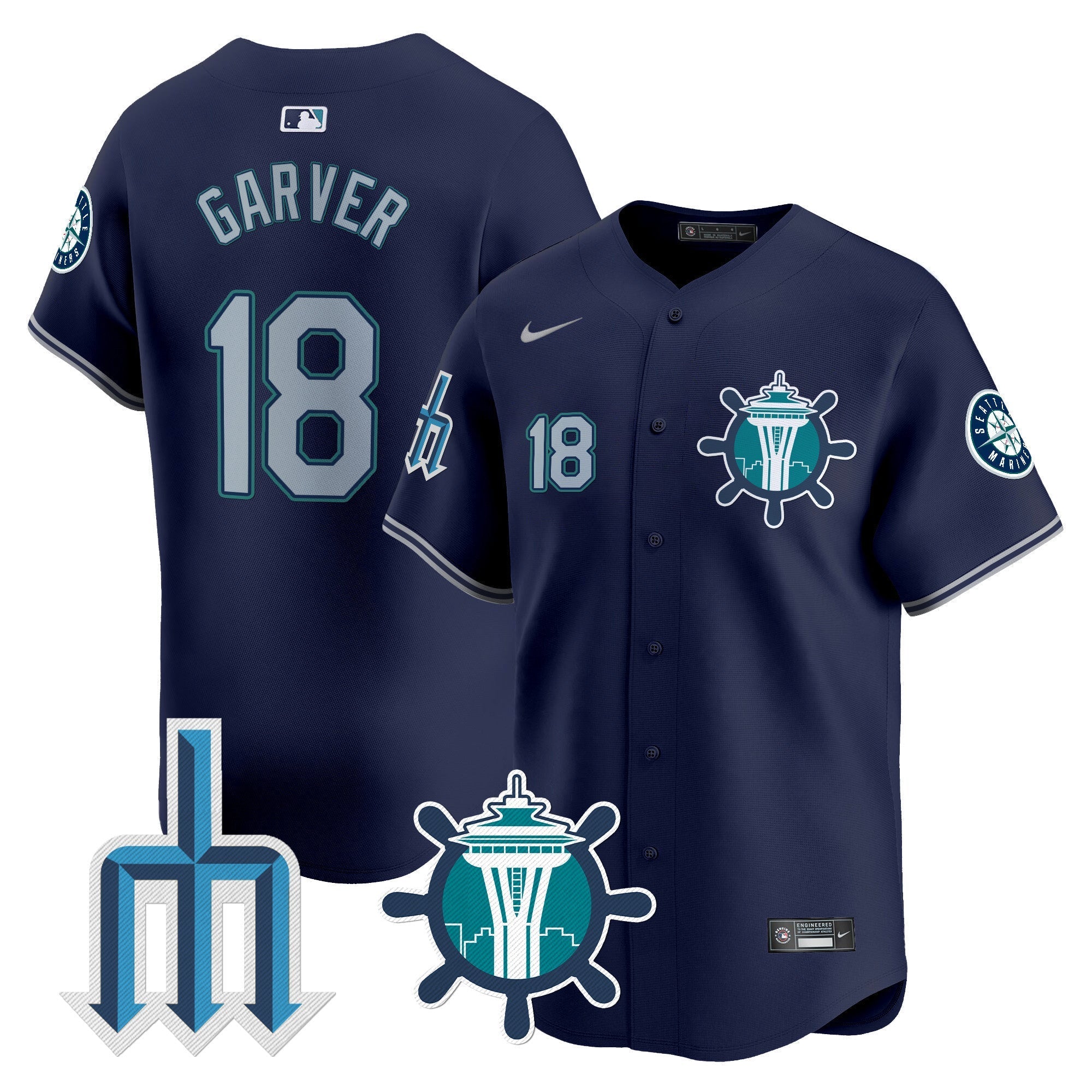 Men's Seattle Mariners Trident Patch Vapor Premier Limited Jersey - All Stitched