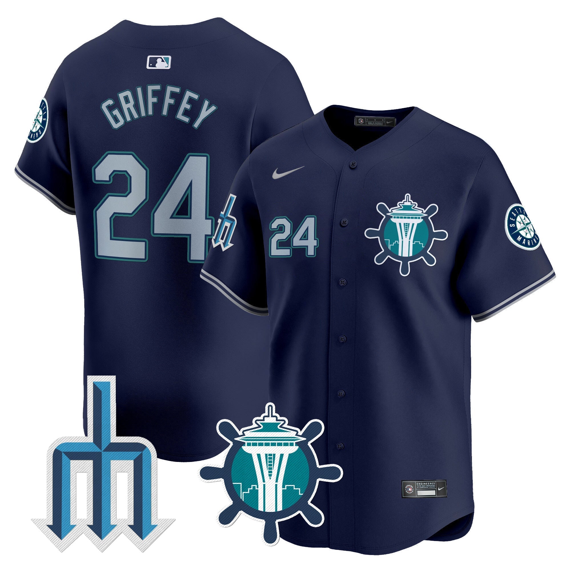 Men's Seattle Mariners Trident Patch Vapor Premier Limited Jersey - All Stitched