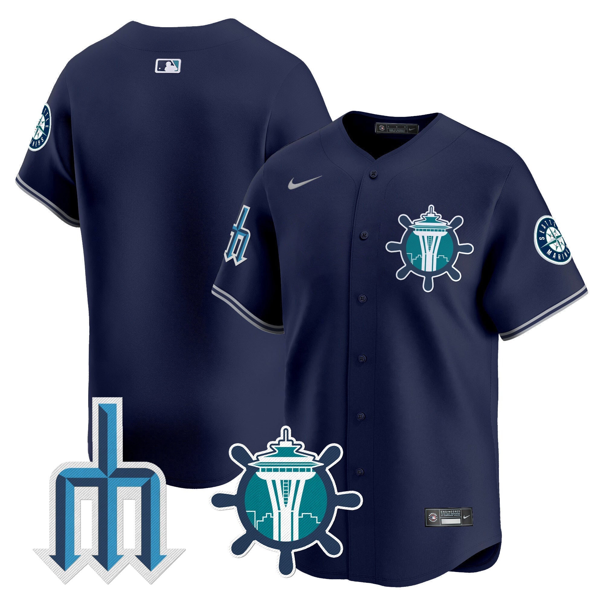 Men's Seattle Mariners Trident Patch Vapor Premier Limited Jersey - All Stitched