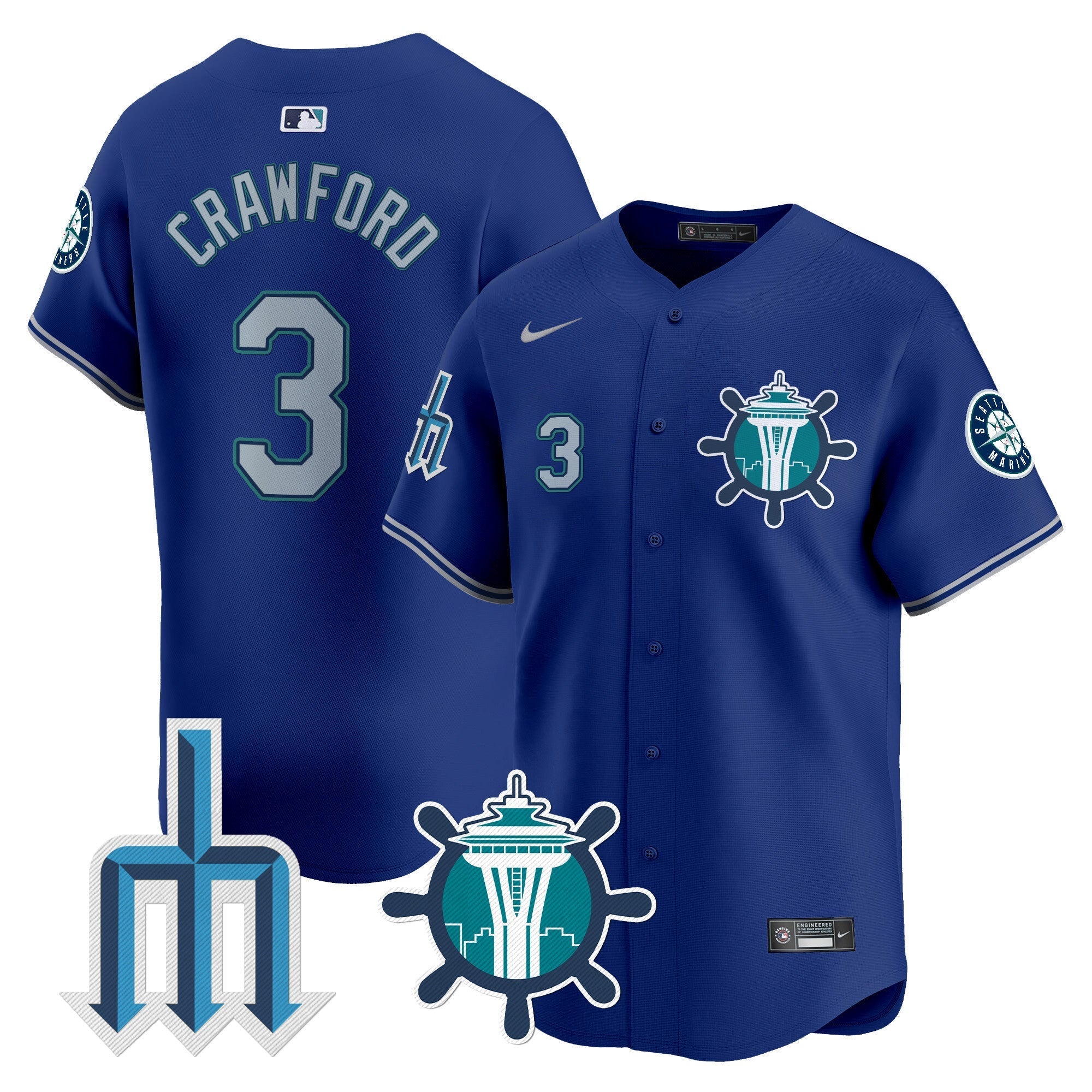 Men's Seattle Mariners Trident Patch Vapor Premier Limited Jersey - All Stitched