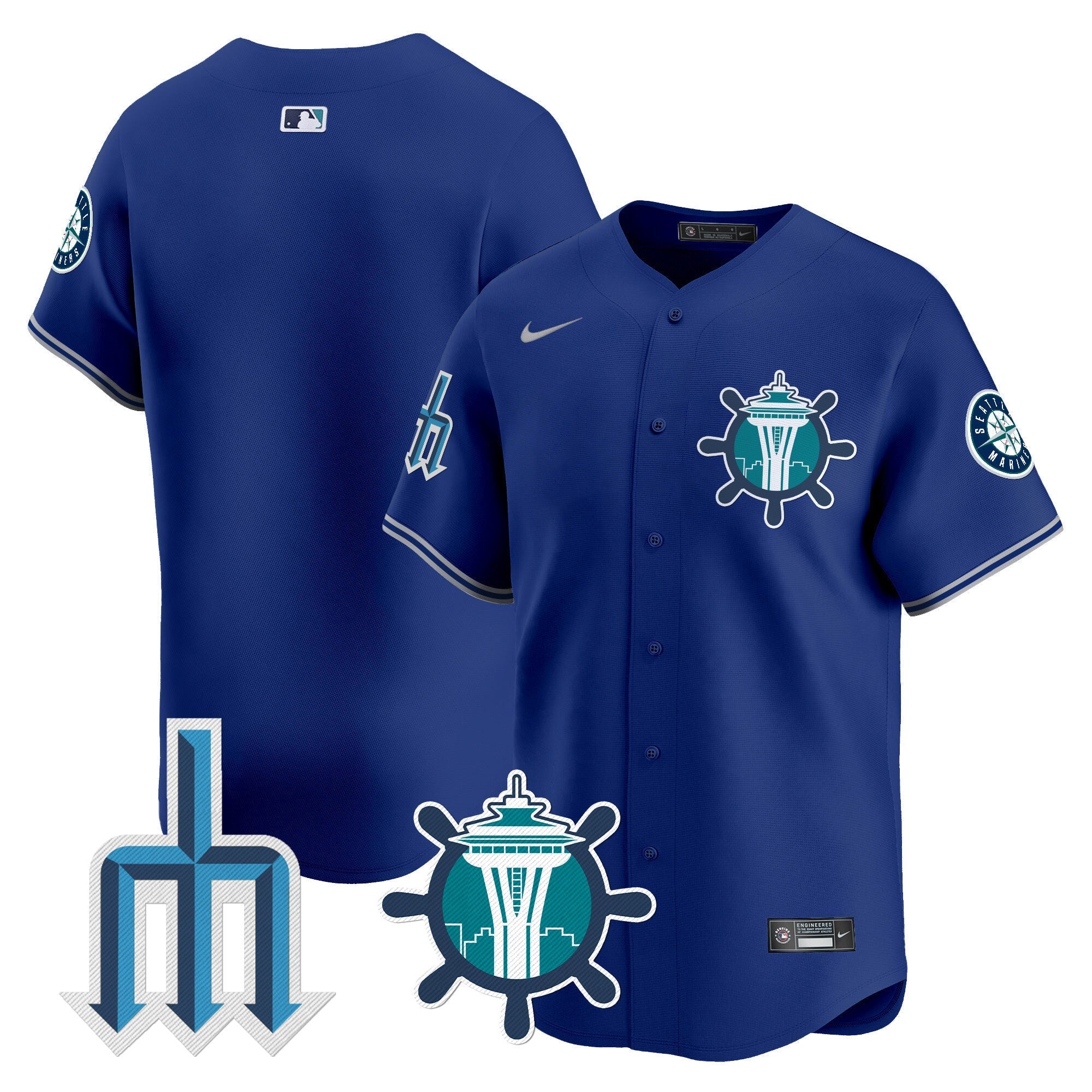 Men's Seattle Mariners Trident Patch Vapor Premier Limited Jersey - All Stitched