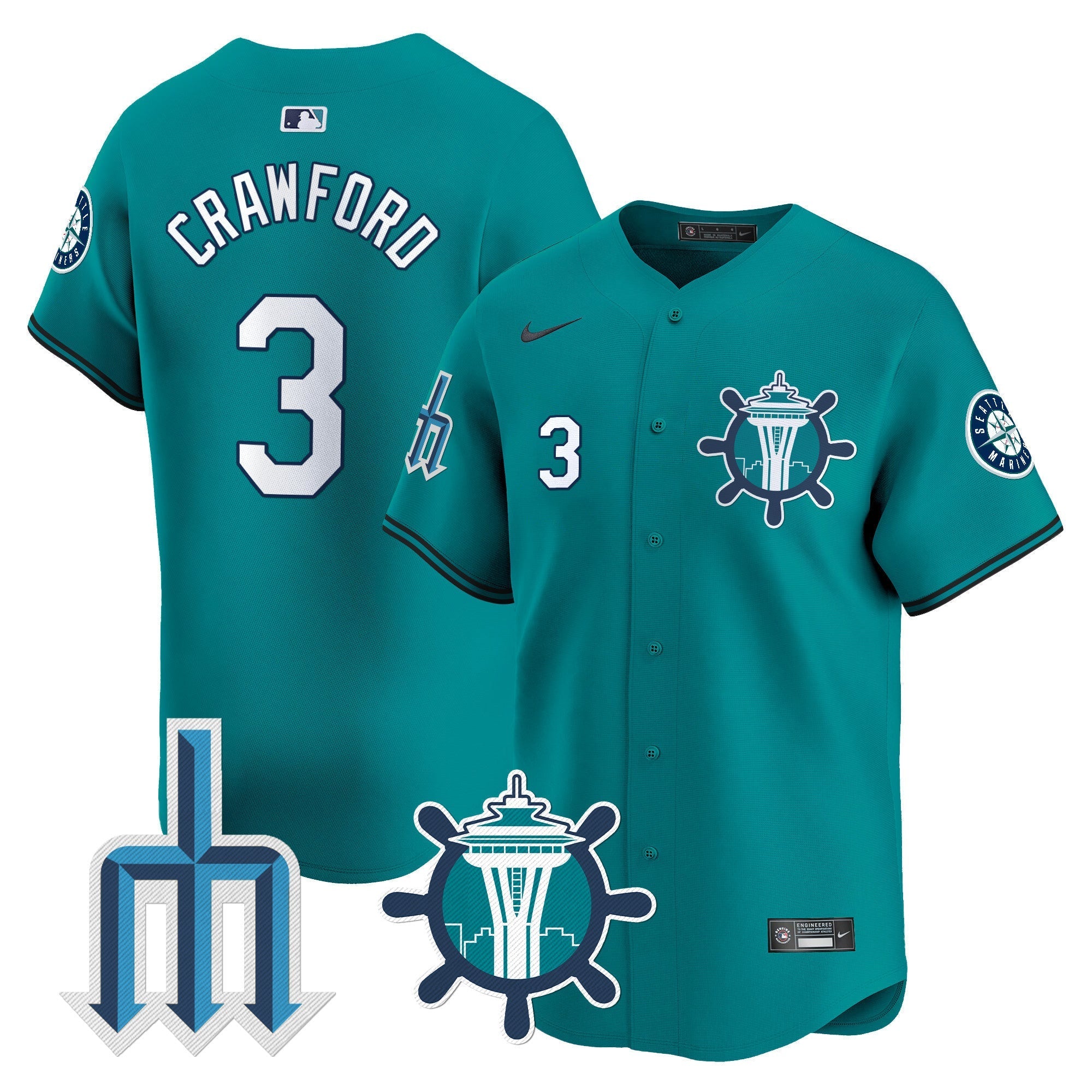 Men's Seattle Mariners Trident Patch Vapor Premier Limited Jersey - All Stitched