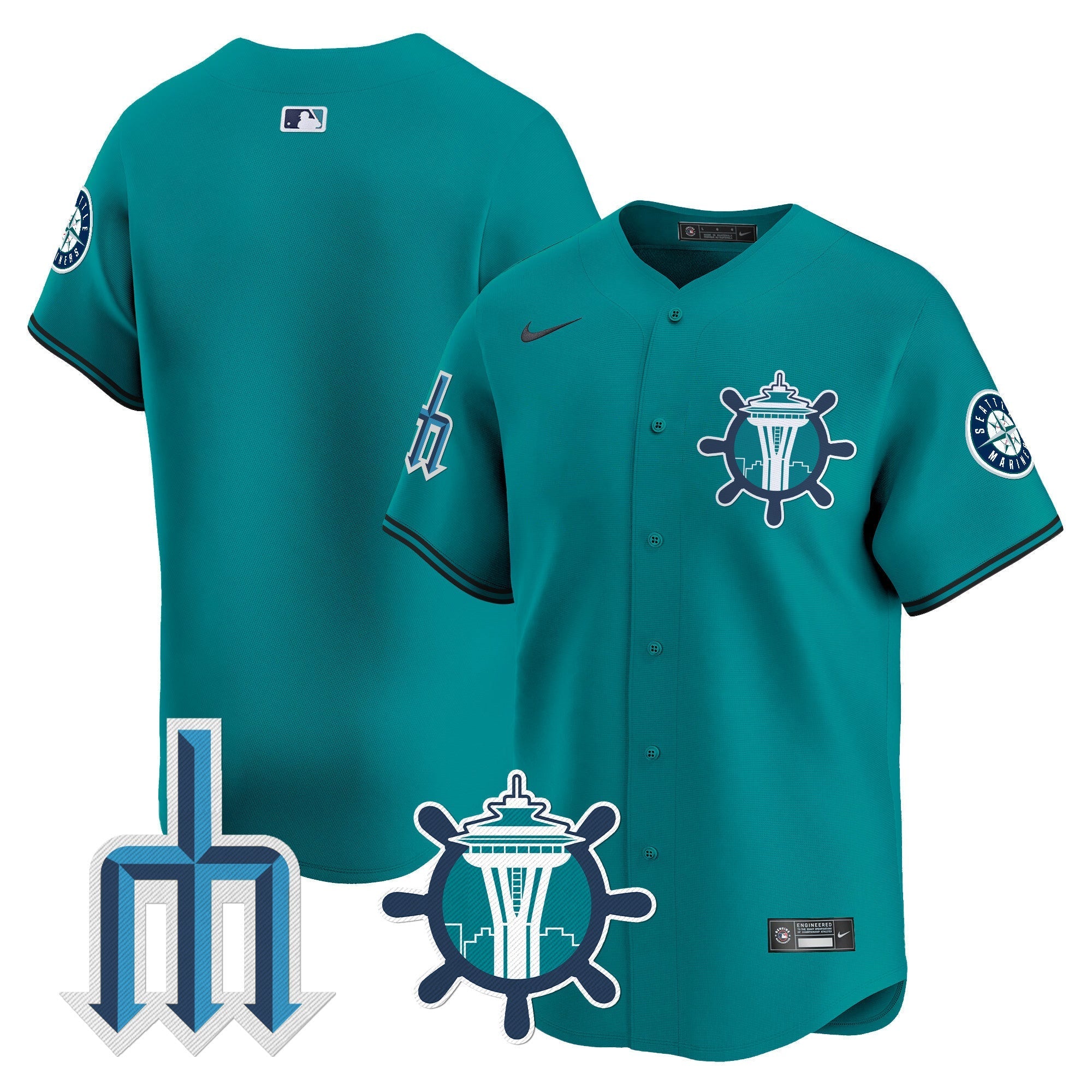 Men's Seattle Mariners Trident Patch Vapor Premier Limited Jersey - All Stitched