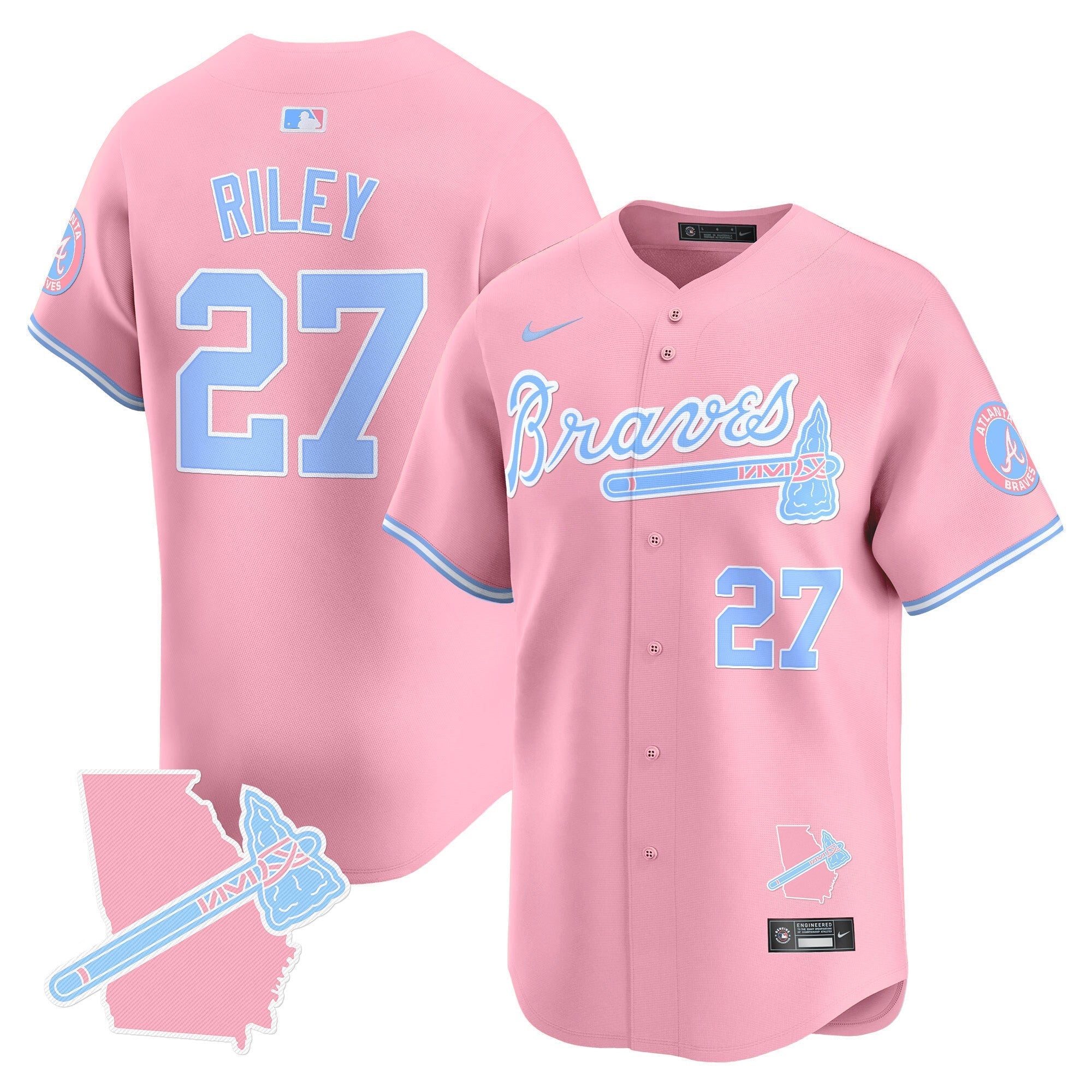 Men's Atlanta Braves Bubblegum Pink Vapor Premier Limited Jersey - All Stitched