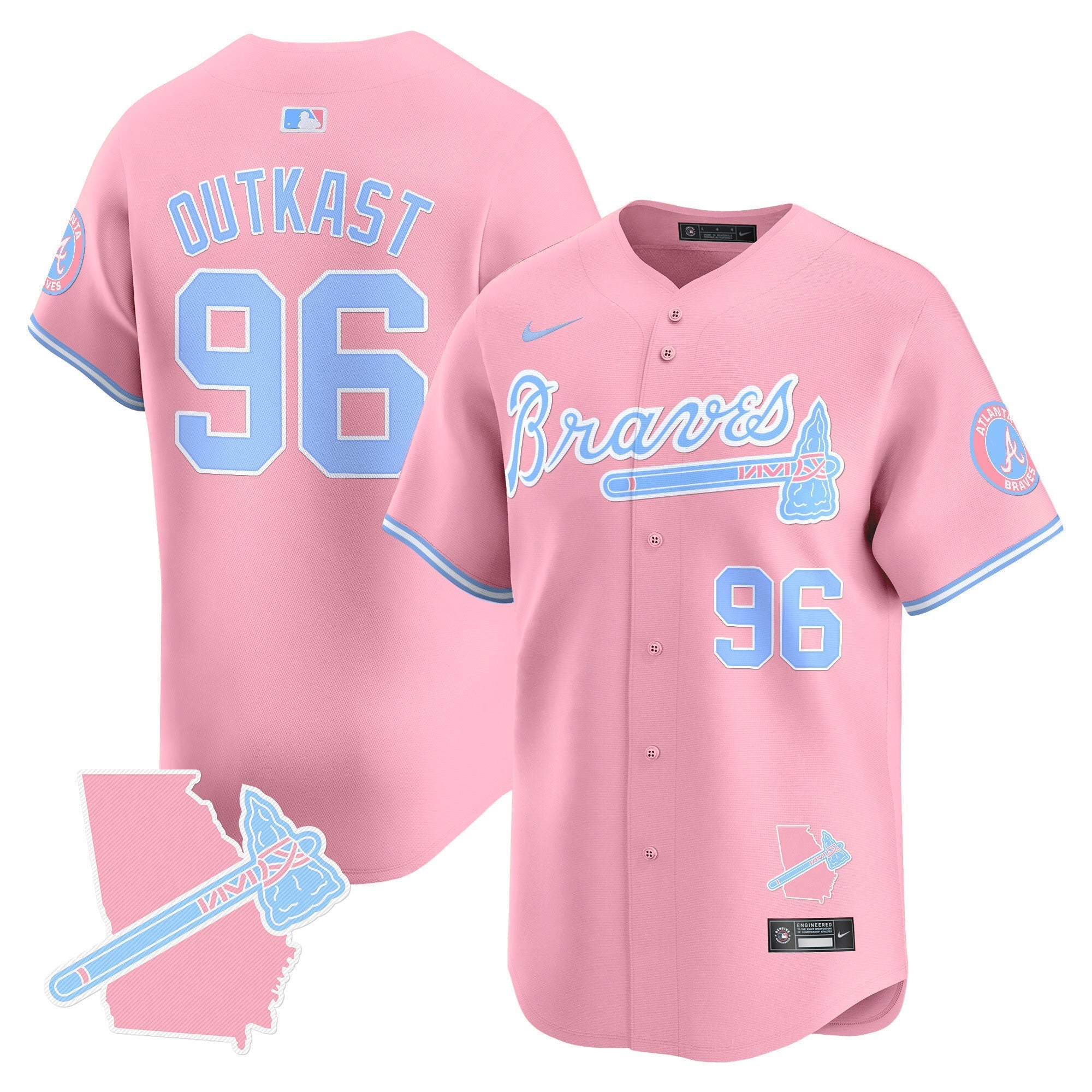 Men's Atlanta Braves Bubblegum Pink Vapor Premier Limited Jersey - All Stitched