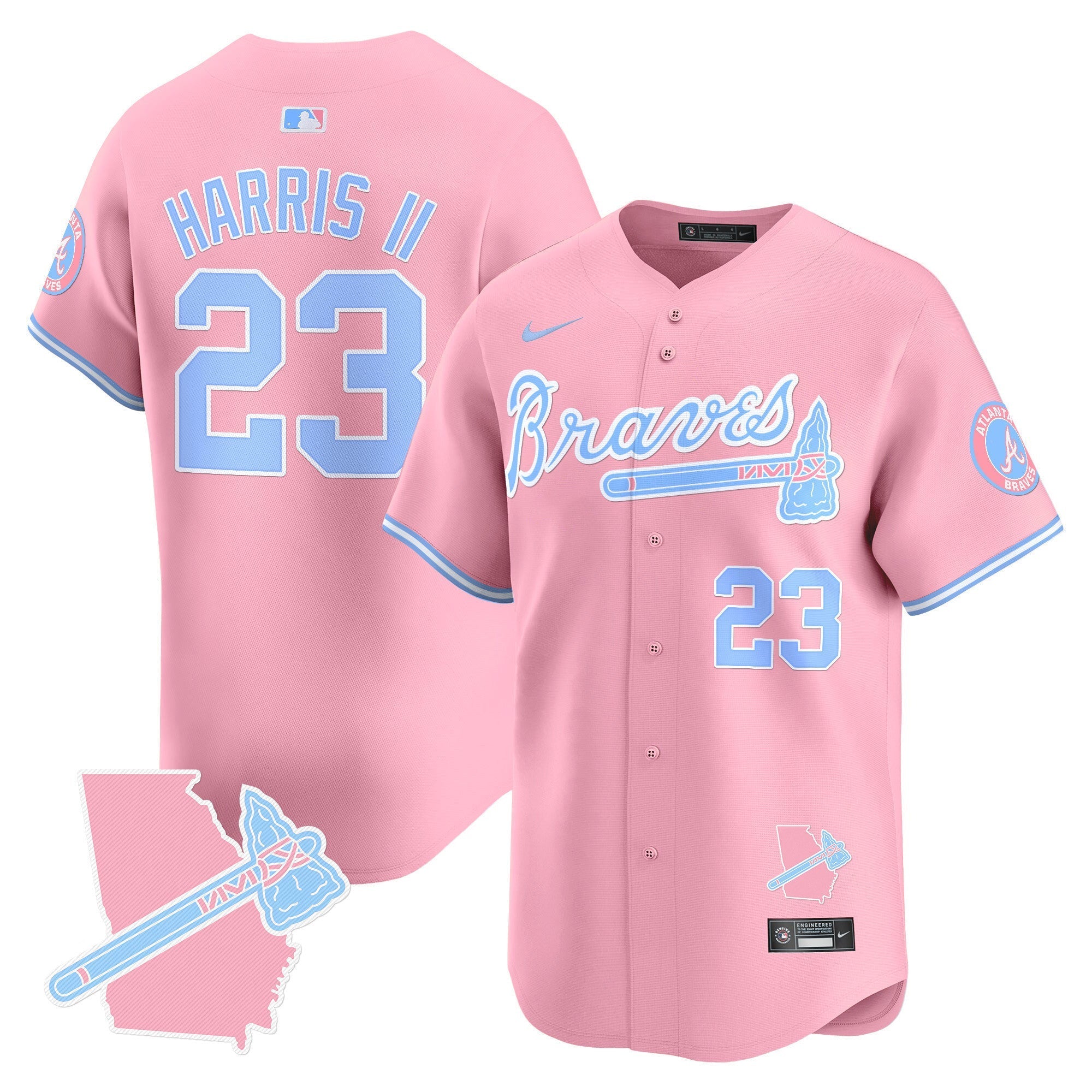 Men's Atlanta Braves Bubblegum Pink Vapor Premier Limited Jersey - All Stitched