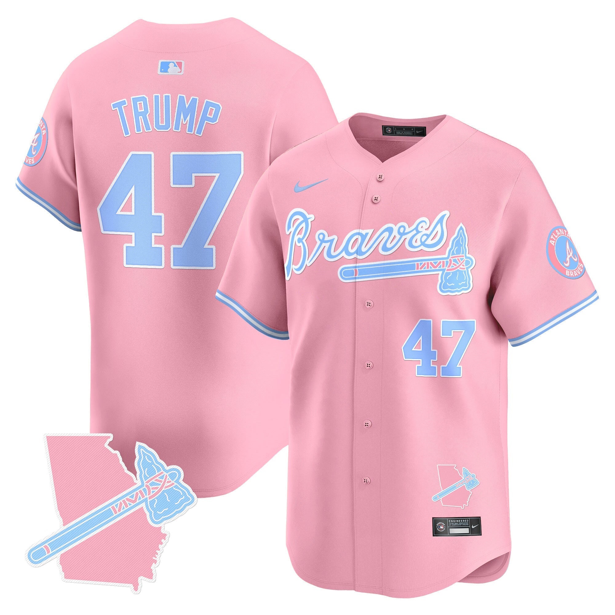 Men's Atlanta Braves Bubblegum Pink Vapor Premier Limited Jersey - All Stitched