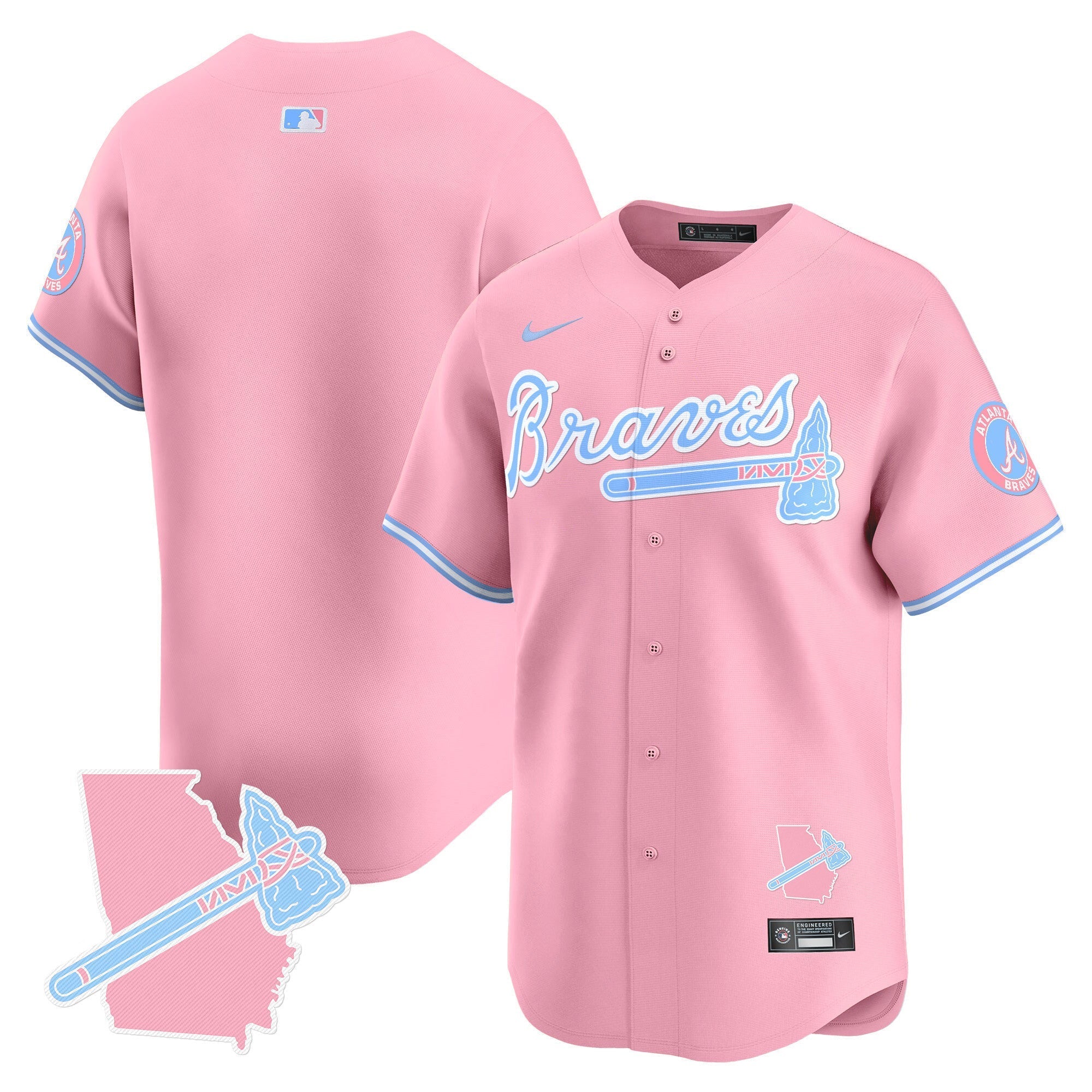 Men's Atlanta Braves Bubblegum Pink Vapor Premier Limited Jersey - All Stitched