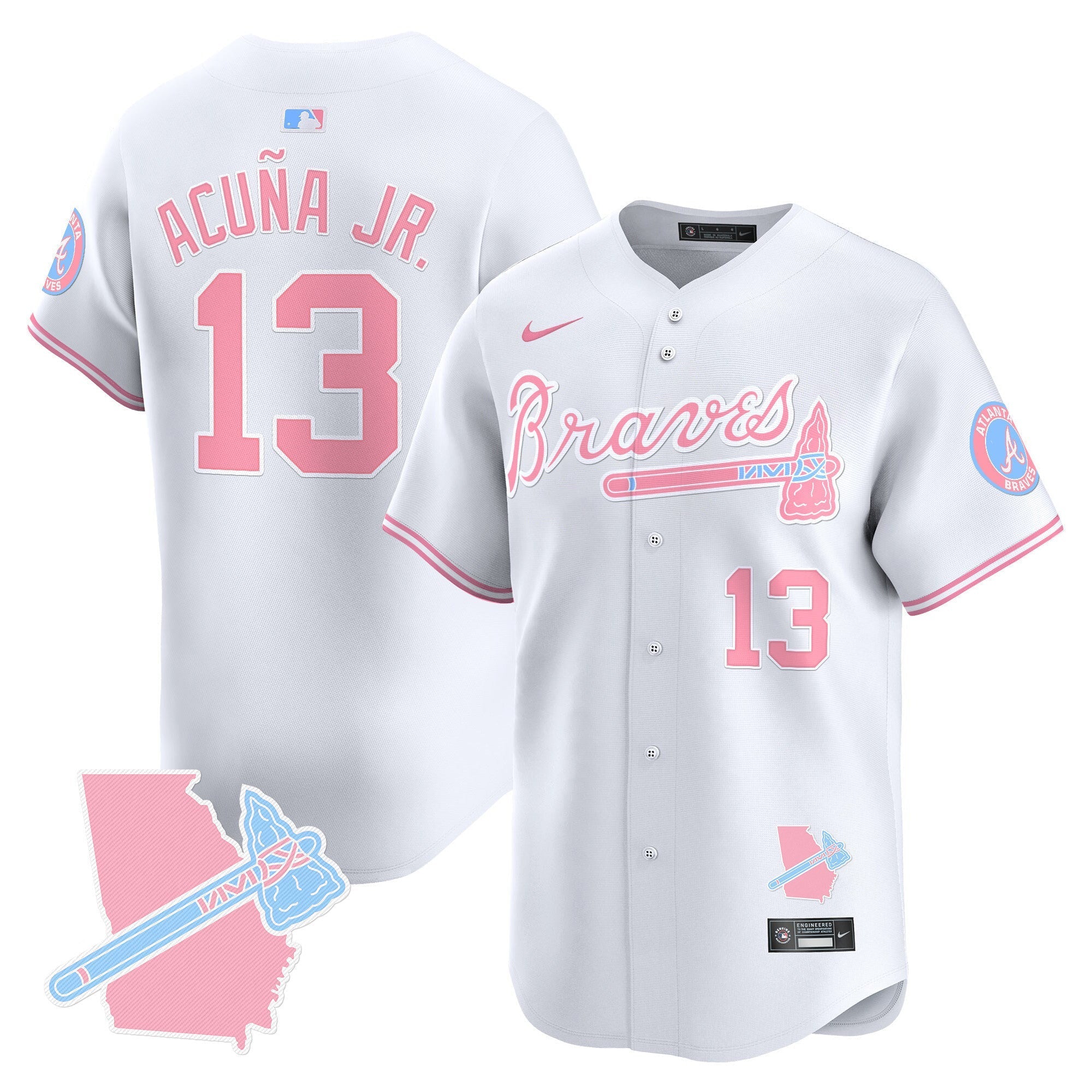 Men's Atlanta Braves Bubblegum Pink Vapor Premier Limited Jersey - All Stitched