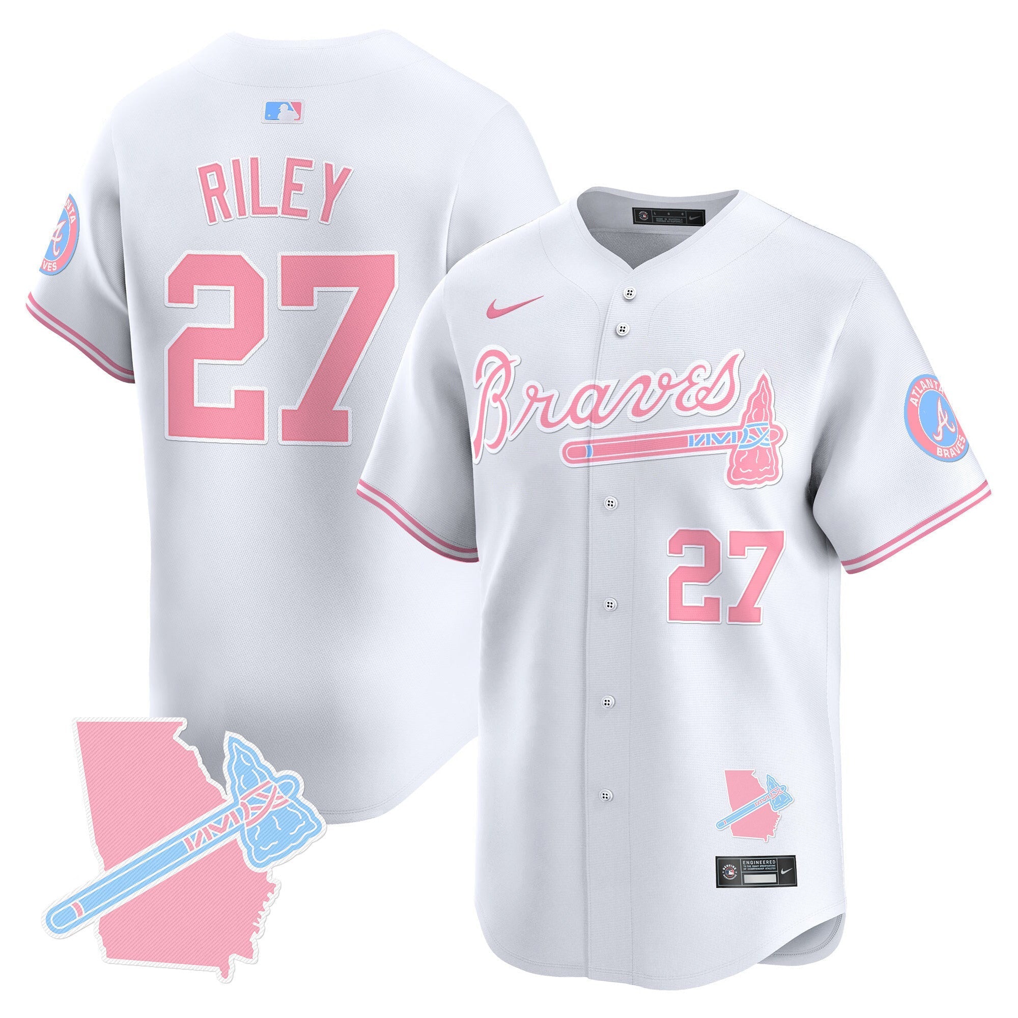 Men's Atlanta Braves Bubblegum Pink Vapor Premier Limited Jersey - All Stitched