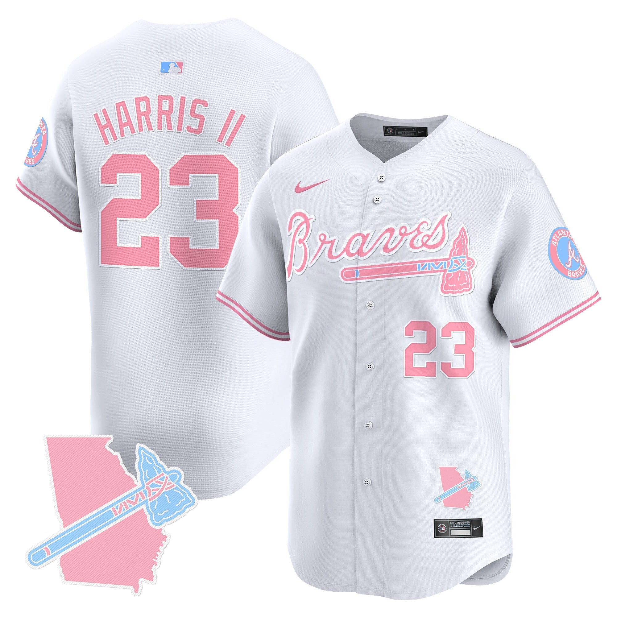 Men's Atlanta Braves Bubblegum Pink Vapor Premier Limited Jersey - All Stitched