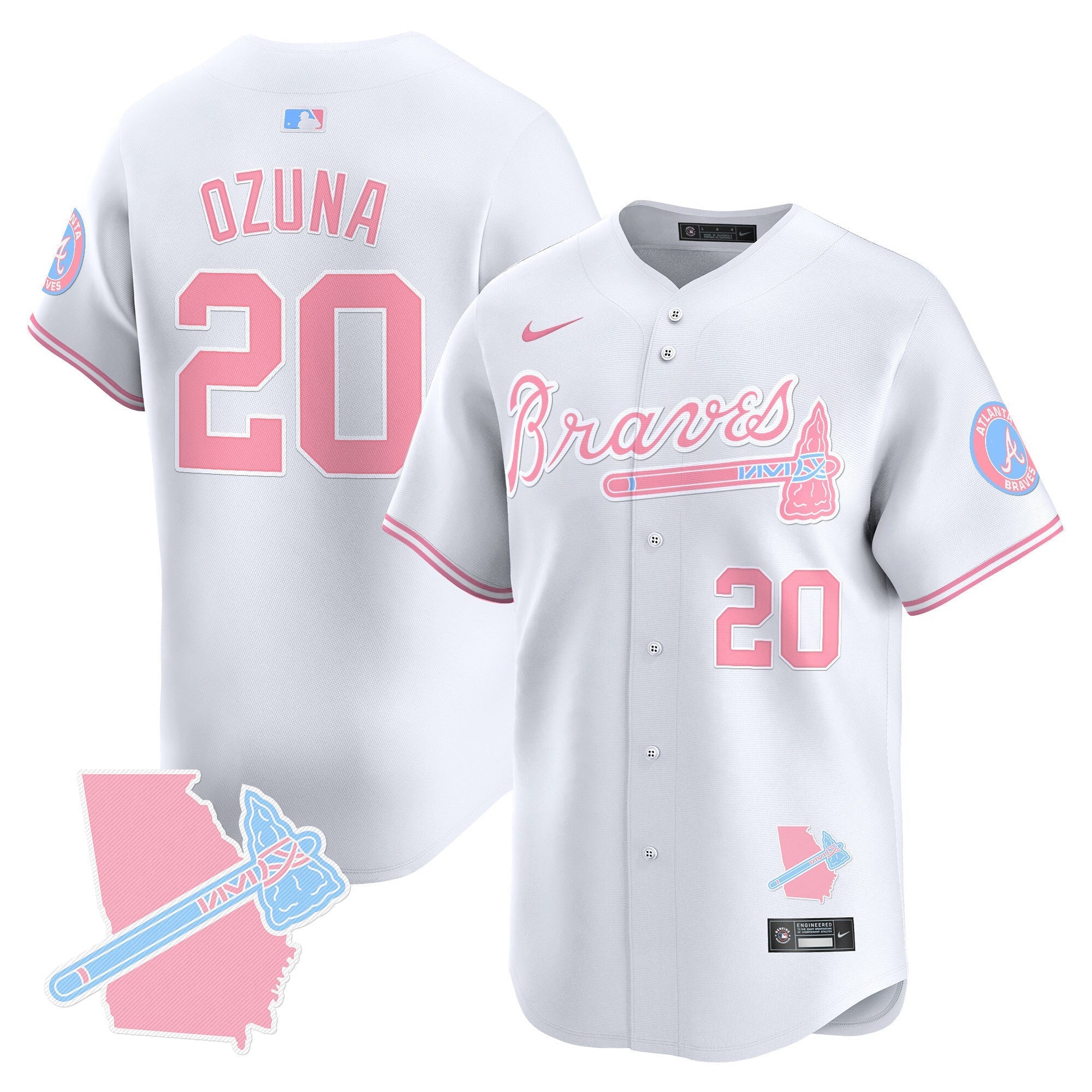 Men's Atlanta Braves Bubblegum Pink Vapor Premier Limited Jersey - All Stitched