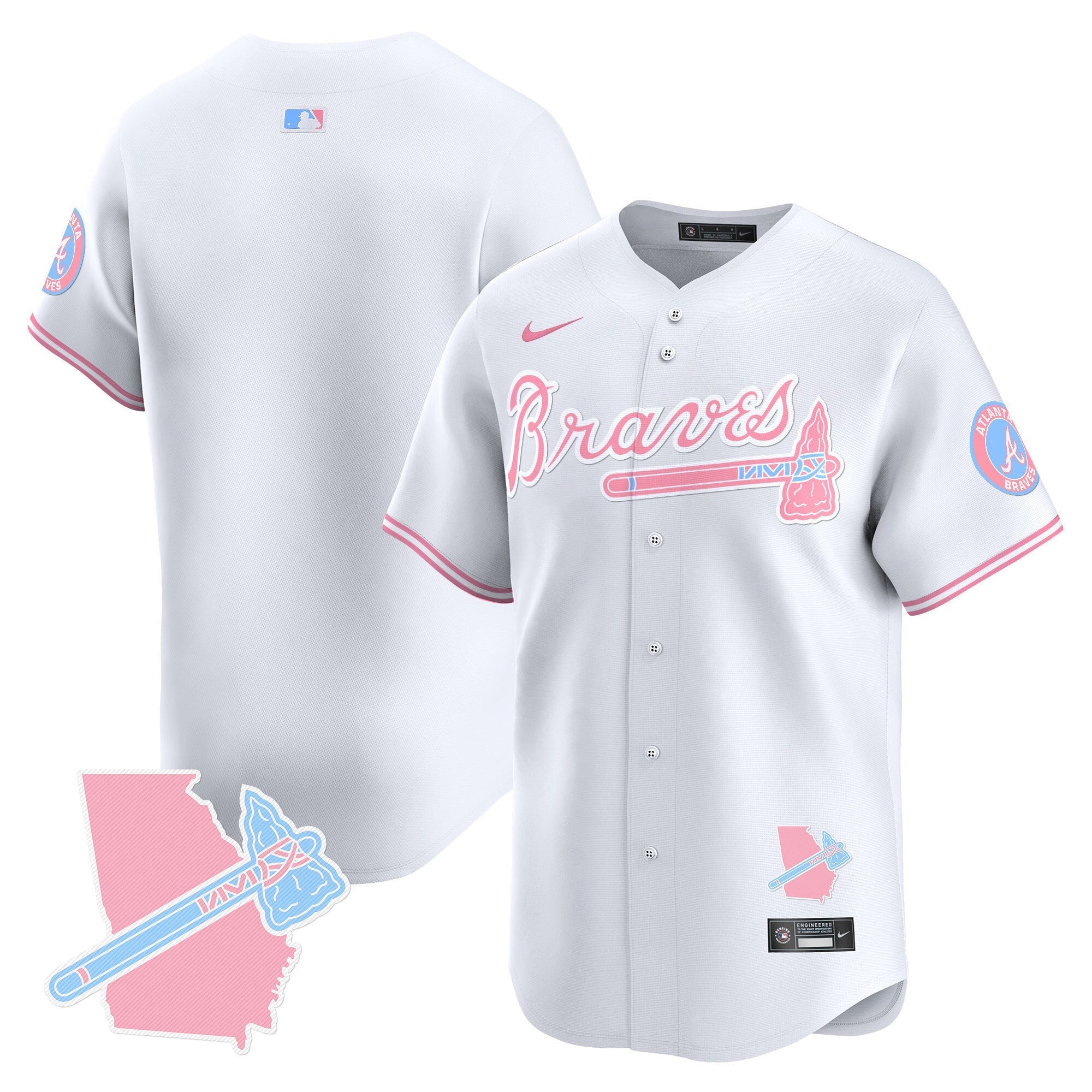 Men's Atlanta Braves Bubblegum Pink Vapor Premier Limited Jersey - All Stitched