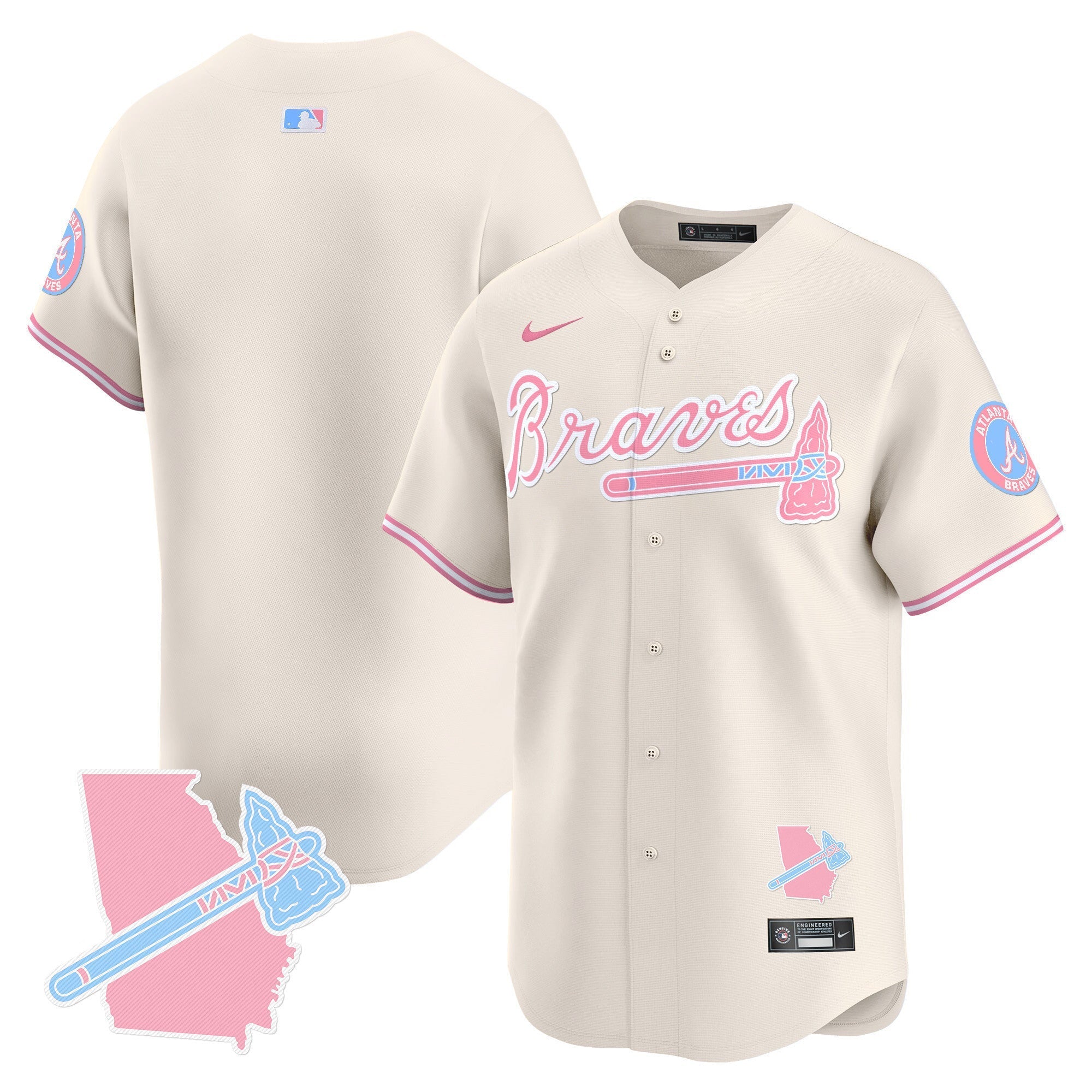 Men's Atlanta Braves Bubblegum Pink Vapor Premier Limited Jersey - All Stitched