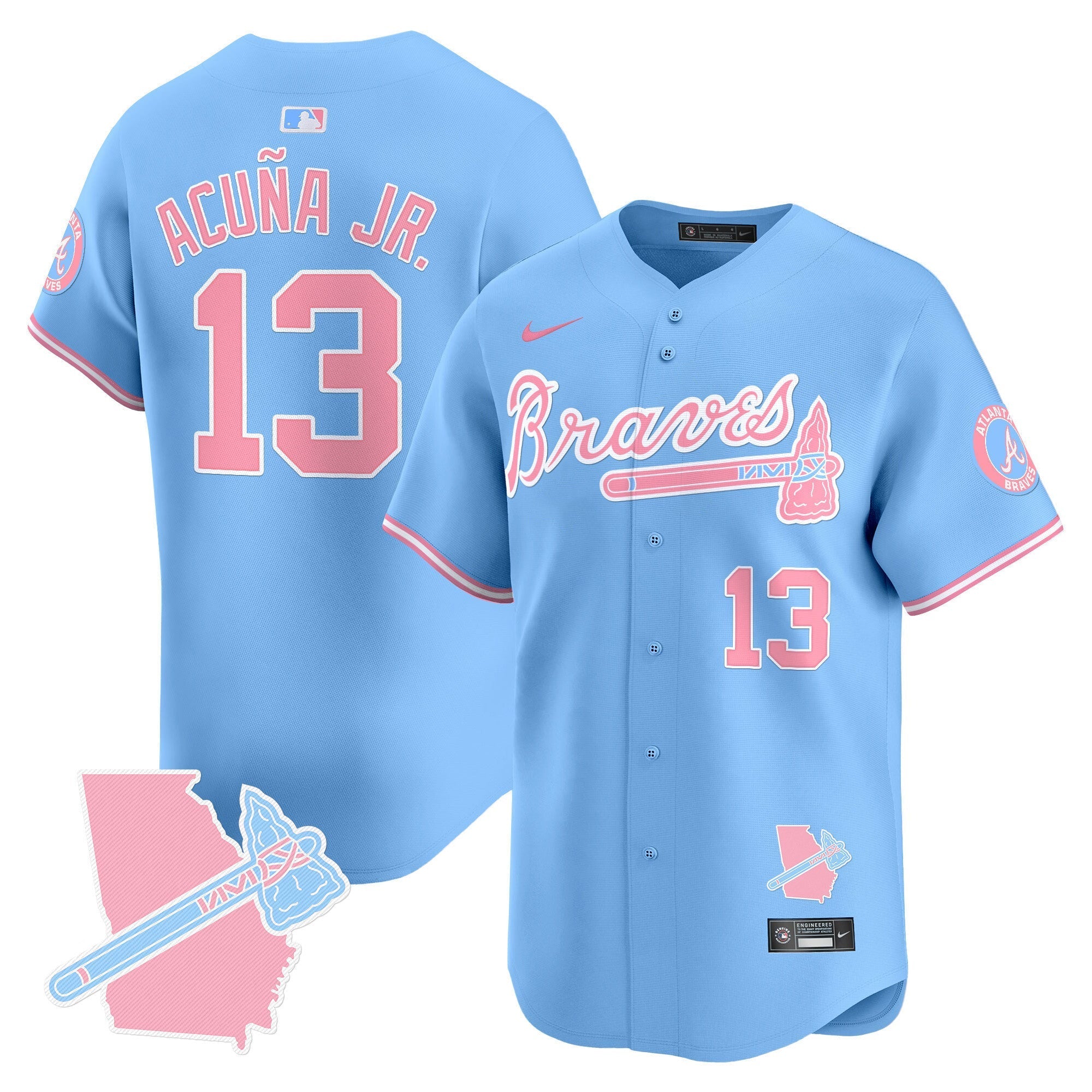Men's Atlanta Braves Bubblegum Pink Vapor Premier Limited Jersey - All Stitched