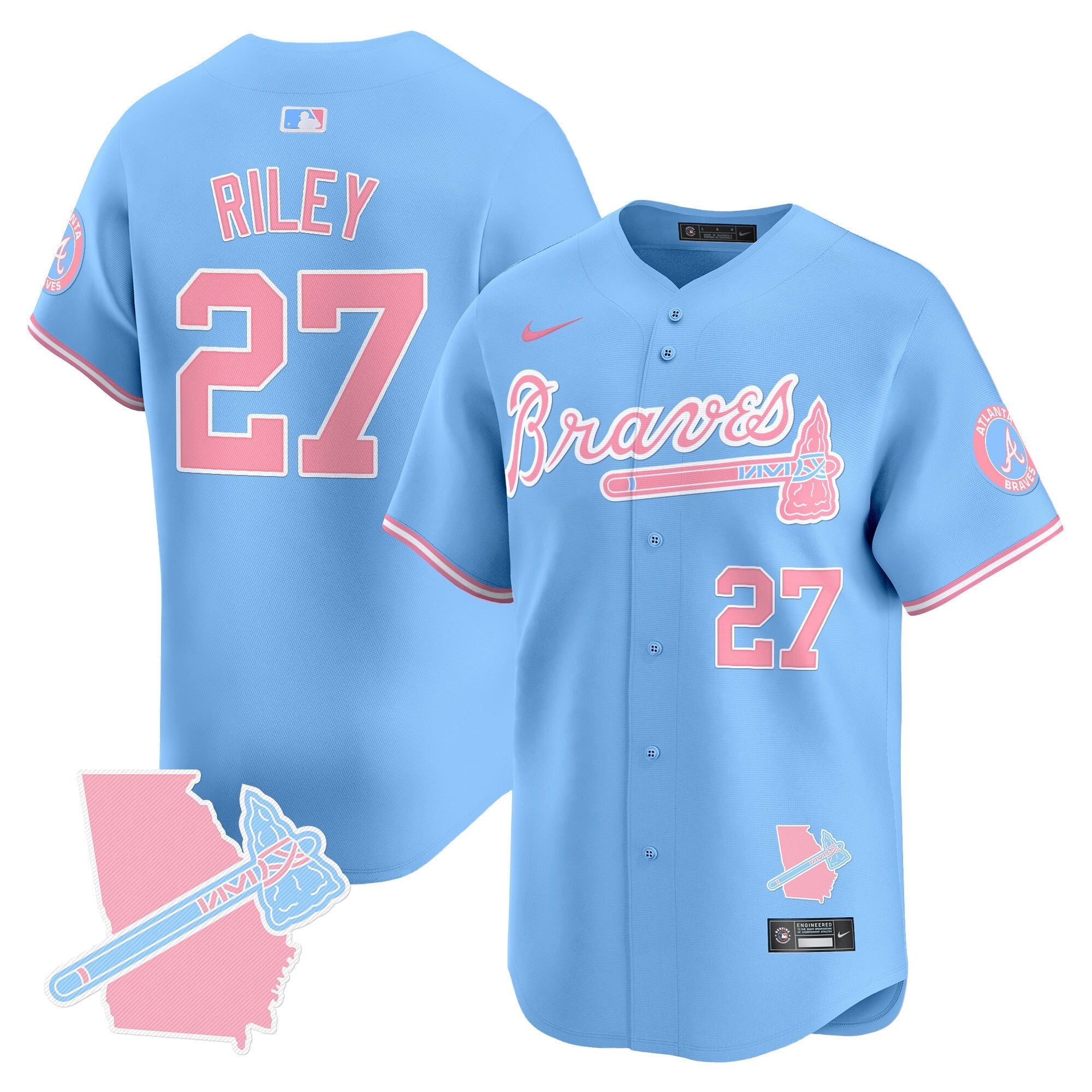 Men's Atlanta Braves Bubblegum Pink Vapor Premier Limited Jersey - All Stitched