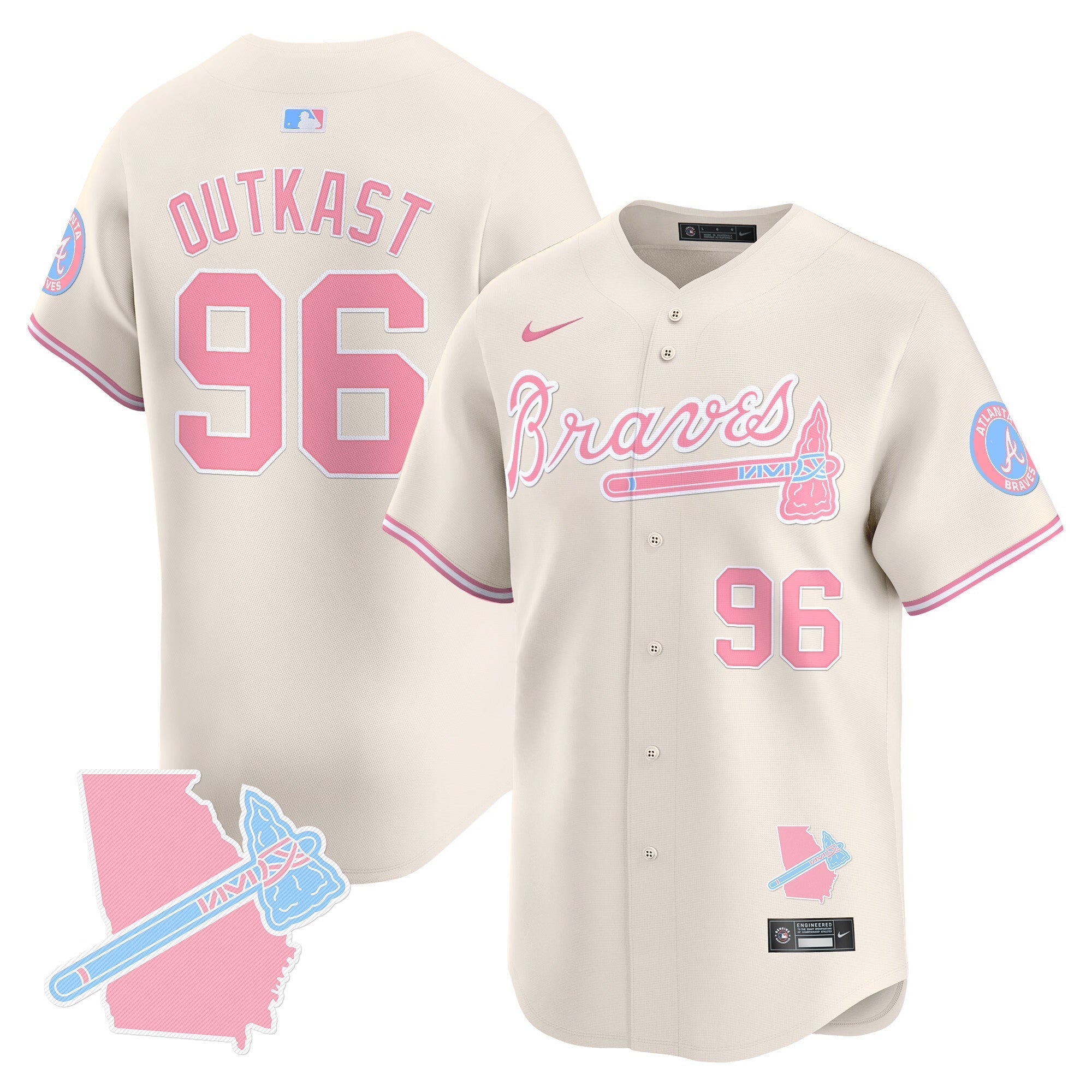 Men's Atlanta Braves Bubblegum Pink Vapor Premier Limited Jersey - All Stitched