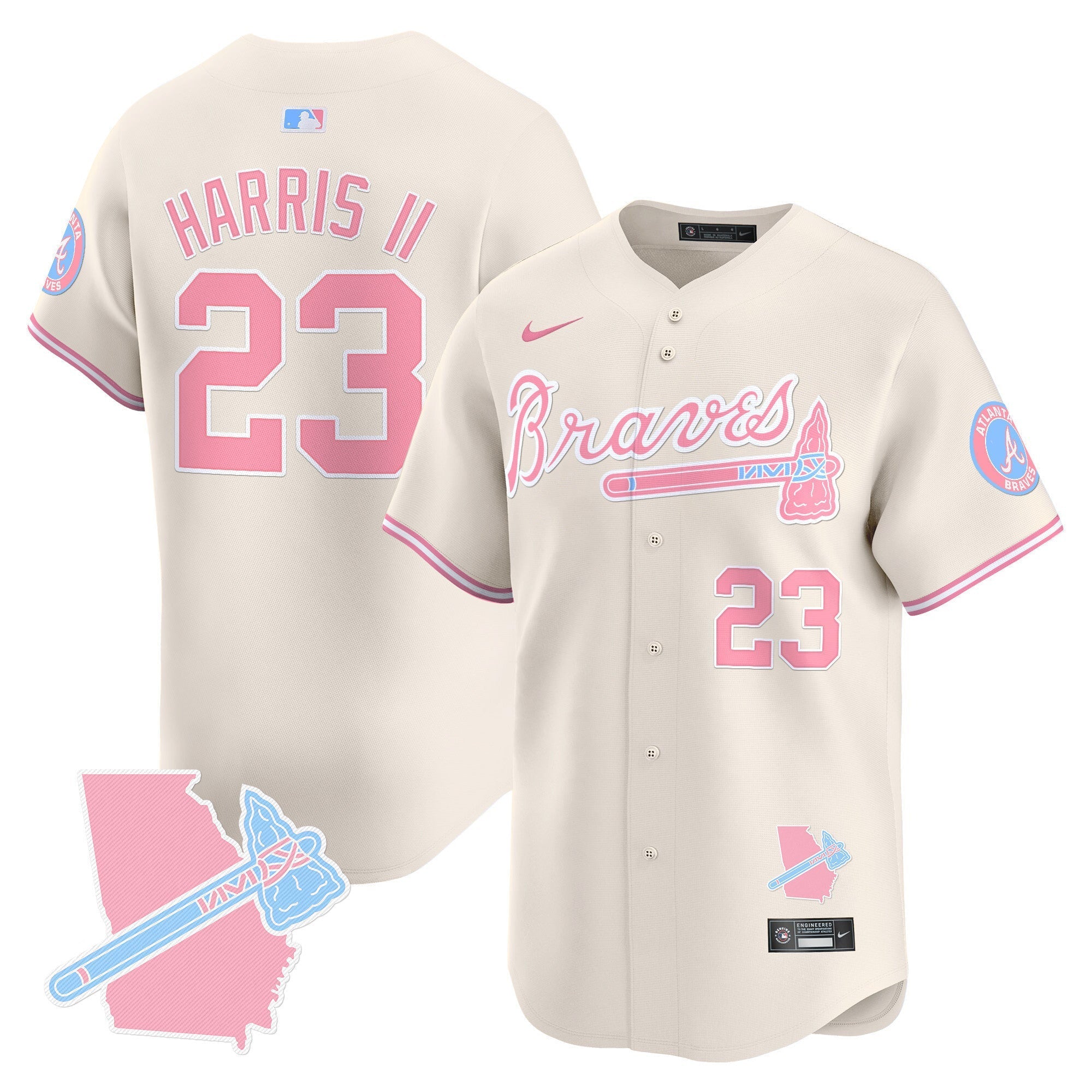 Men's Atlanta Braves Bubblegum Pink Vapor Premier Limited Jersey - All Stitched