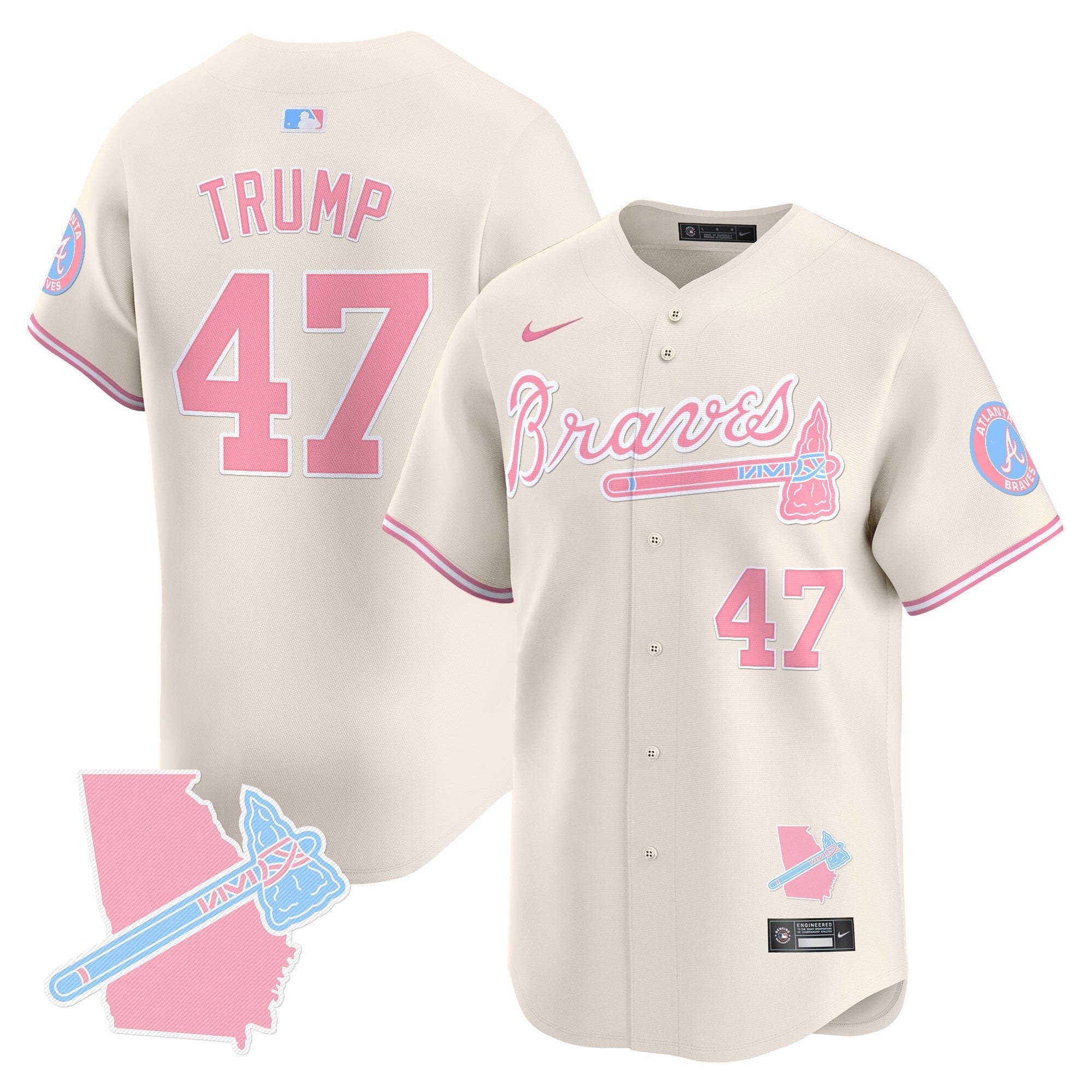 Men's Atlanta Braves Bubblegum Pink Vapor Premier Limited Jersey - All Stitched