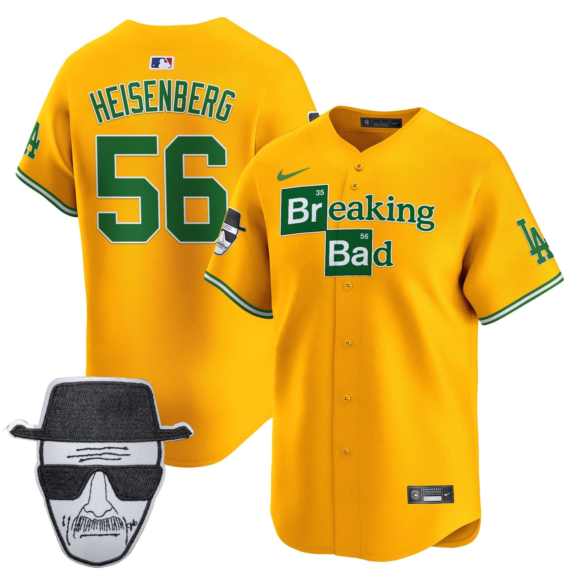 Men's Dodgers Breaking Bad Walter White Patch Vapor Premier Limited Jersey - All Stitched