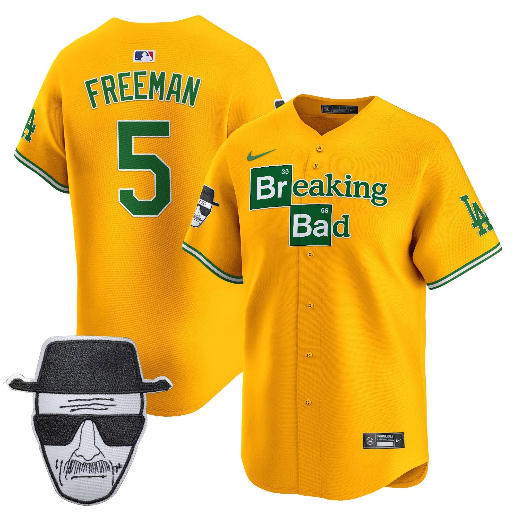 Men's Dodgers Breaking Bad Walter White Patch Vapor Premier Limited Jersey - All Stitched