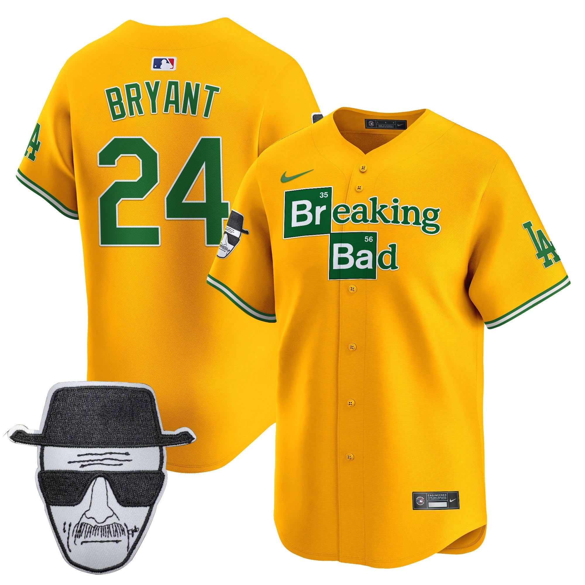 Men's Dodgers Breaking Bad Walter White Patch Vapor Premier Limited Jersey - All Stitched
