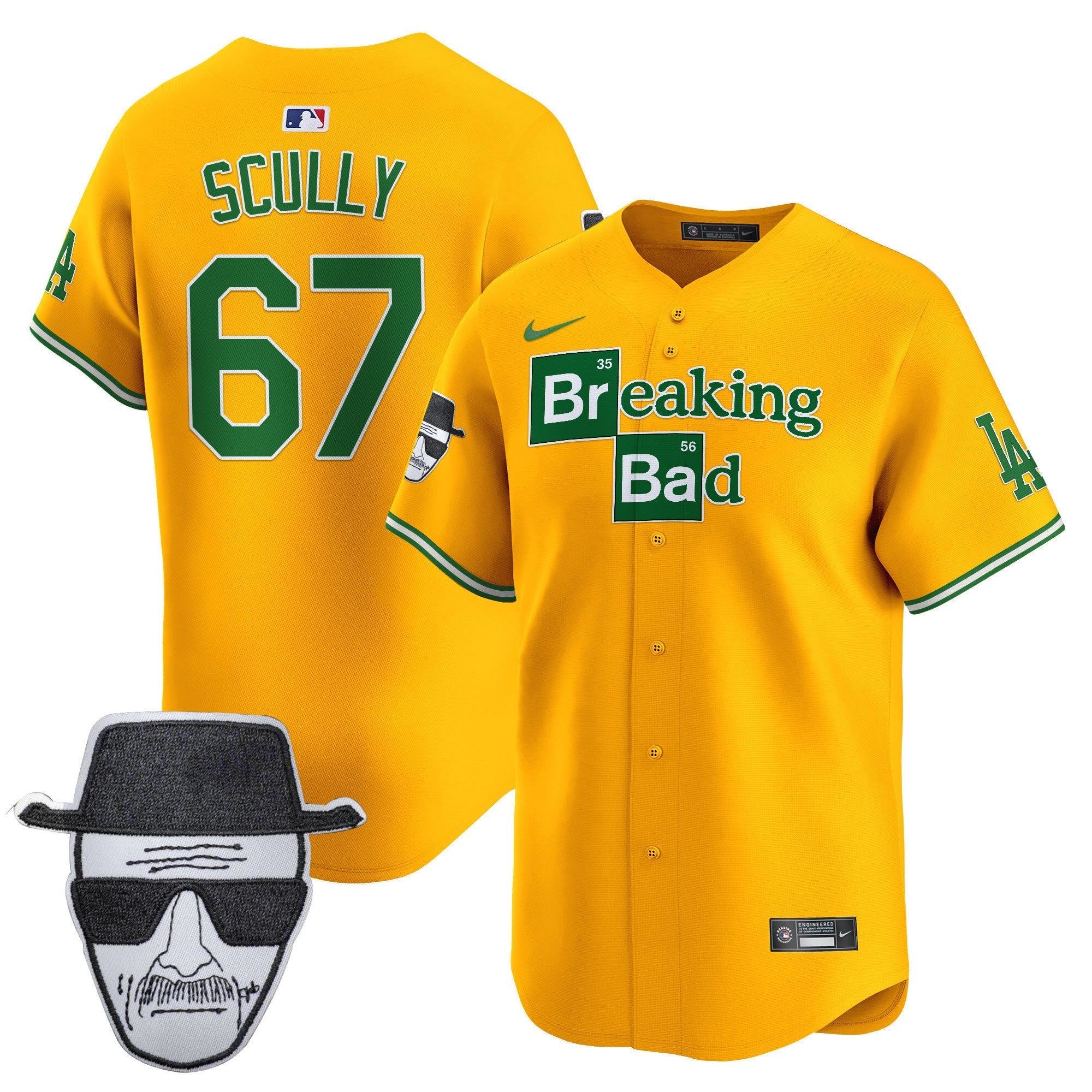 Men's Dodgers Breaking Bad Walter White Patch Vapor Premier Limited Jersey - All Stitched