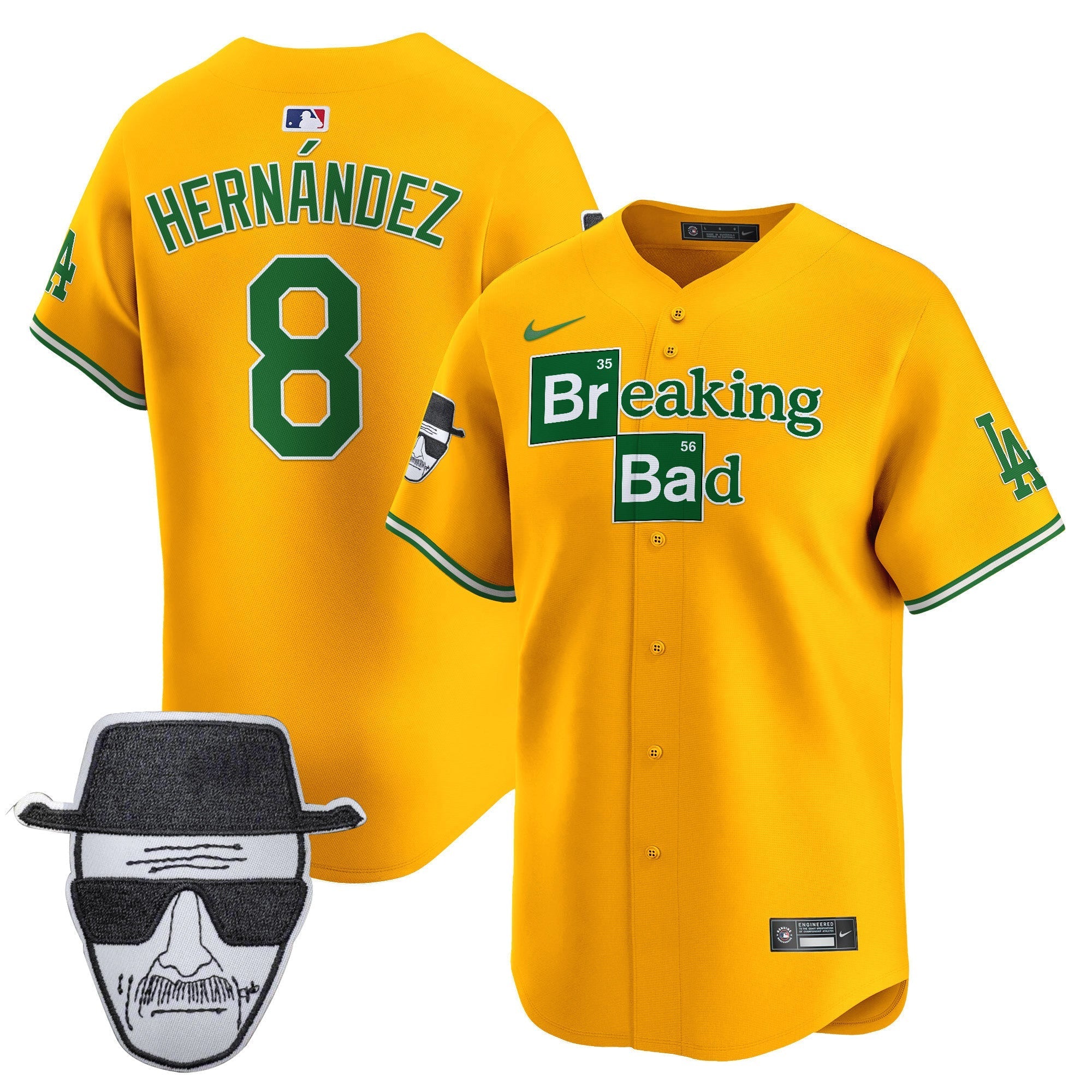 Men's Dodgers Breaking Bad Walter White Patch Vapor Premier Limited Jersey - All Stitched