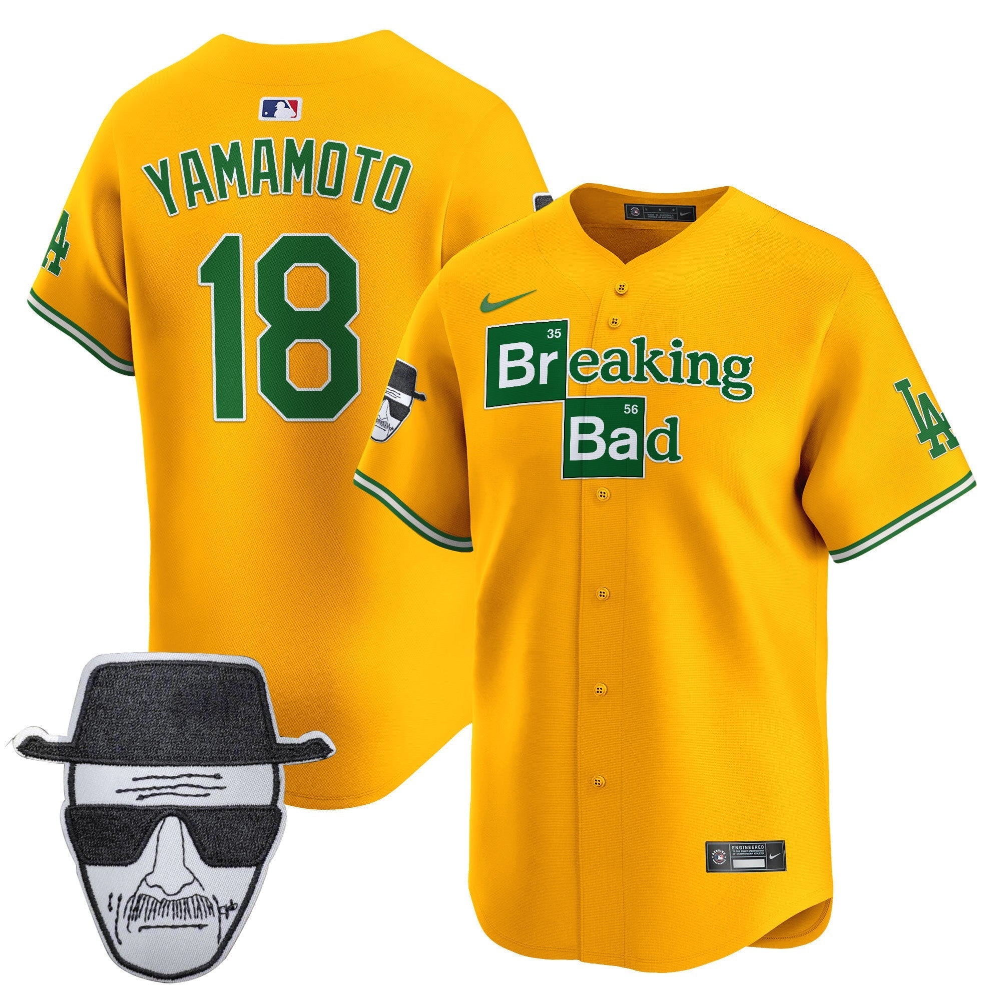 Men's Dodgers Breaking Bad Walter White Patch Vapor Premier Limited Jersey - All Stitched