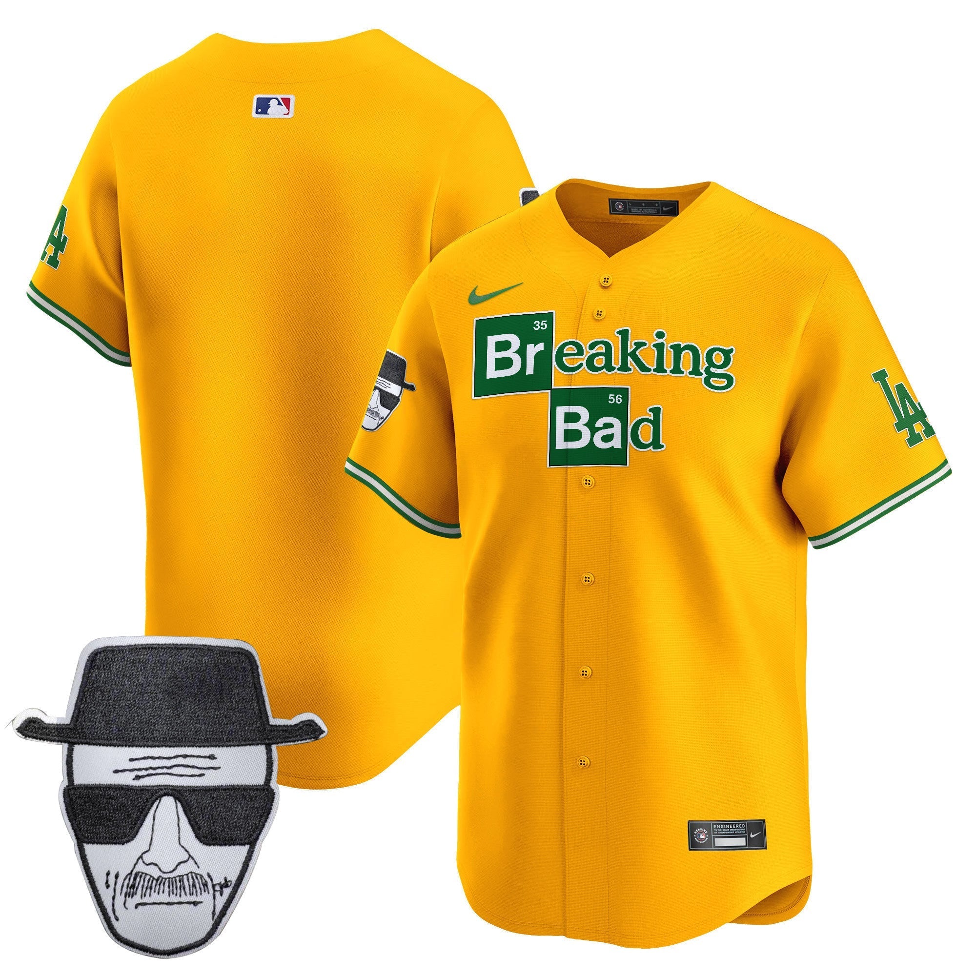 Men's Dodgers Breaking Bad Walter White Patch Vapor Premier Limited Jersey - All Stitched