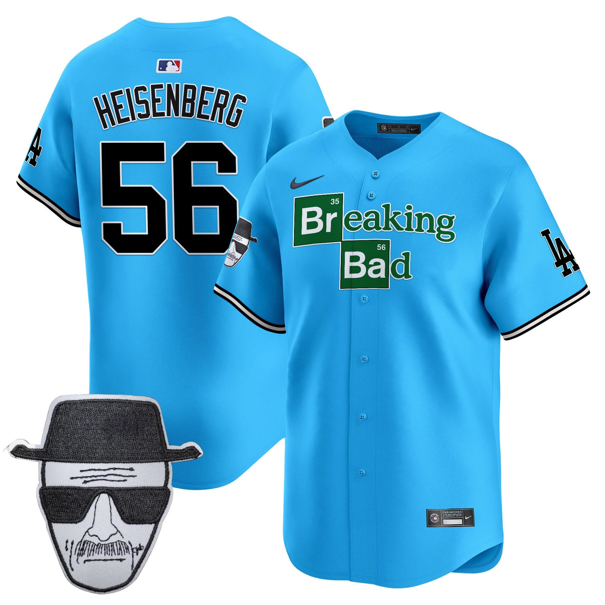 Men's Dodgers Breaking Bad Walter White Patch Vapor Premier Limited Jersey - All Stitched