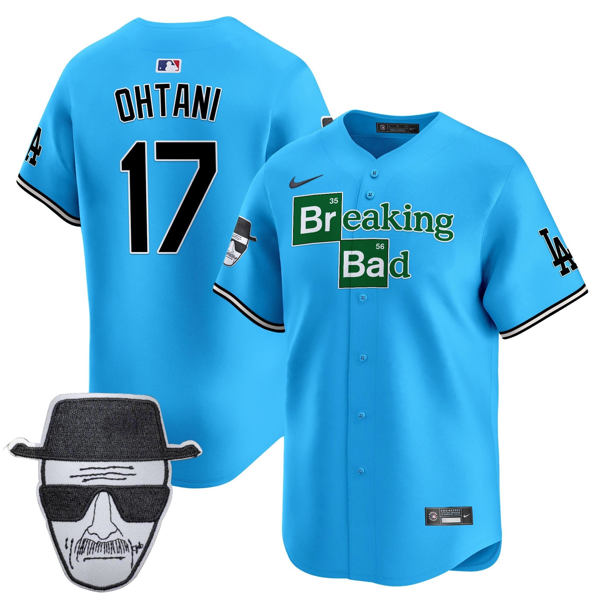 Men's Dodgers Breaking Bad Walter White Patch Vapor Premier Limited Jersey - All Stitched