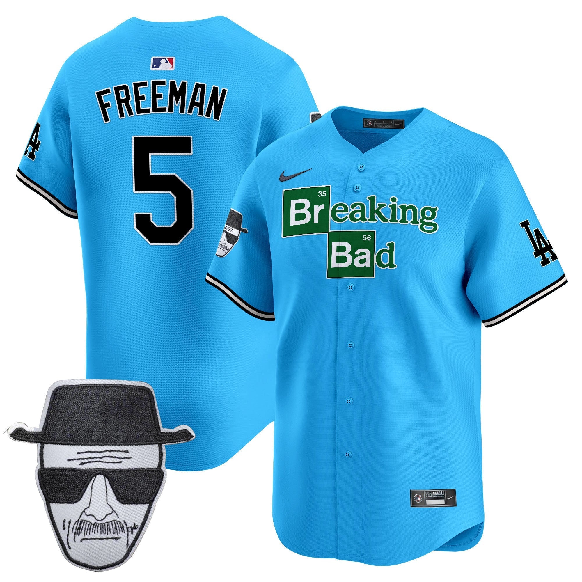 Men's Dodgers Breaking Bad Walter White Patch Vapor Premier Limited Jersey - All Stitched