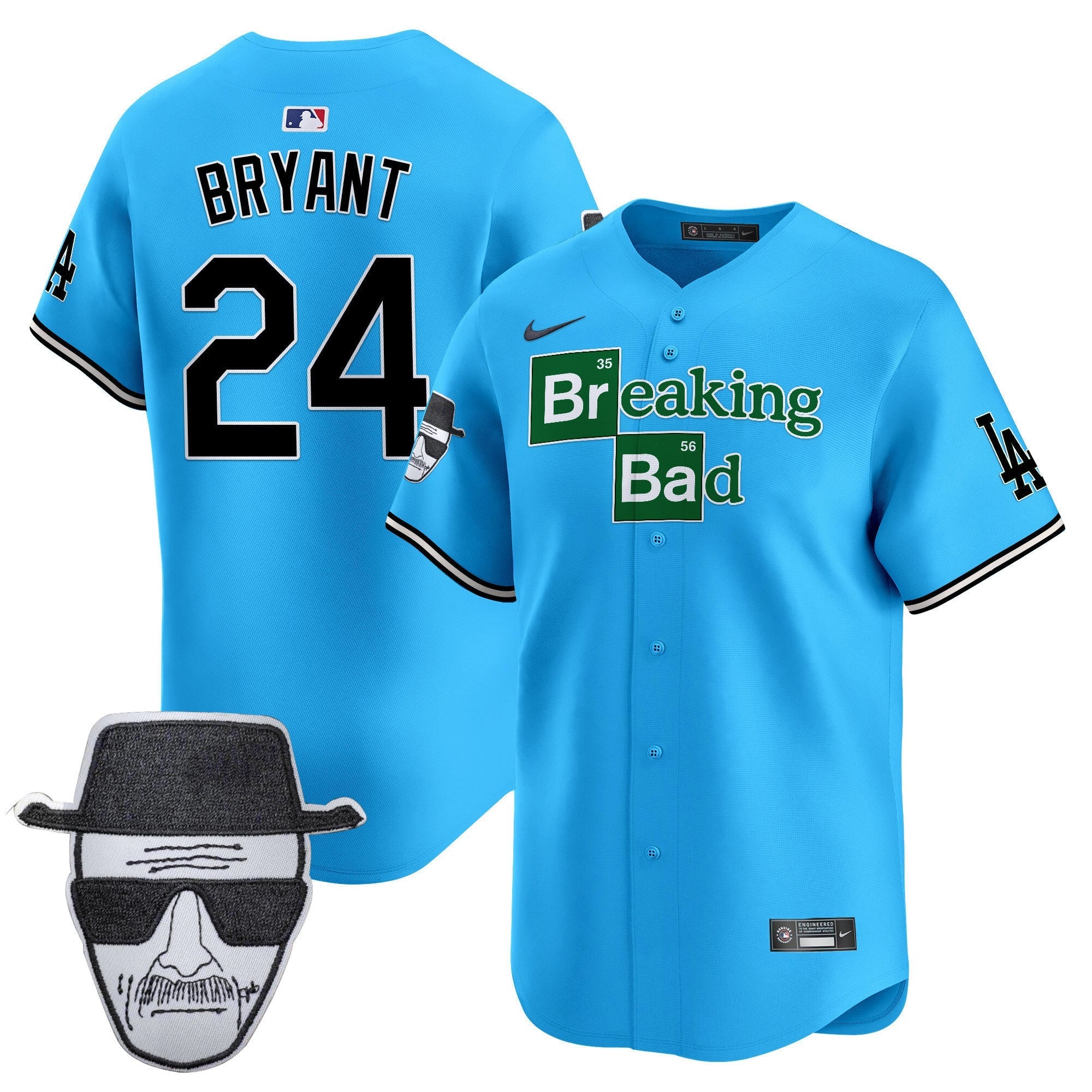 Men's Dodgers Breaking Bad Walter White Patch Vapor Premier Limited Jersey - All Stitched