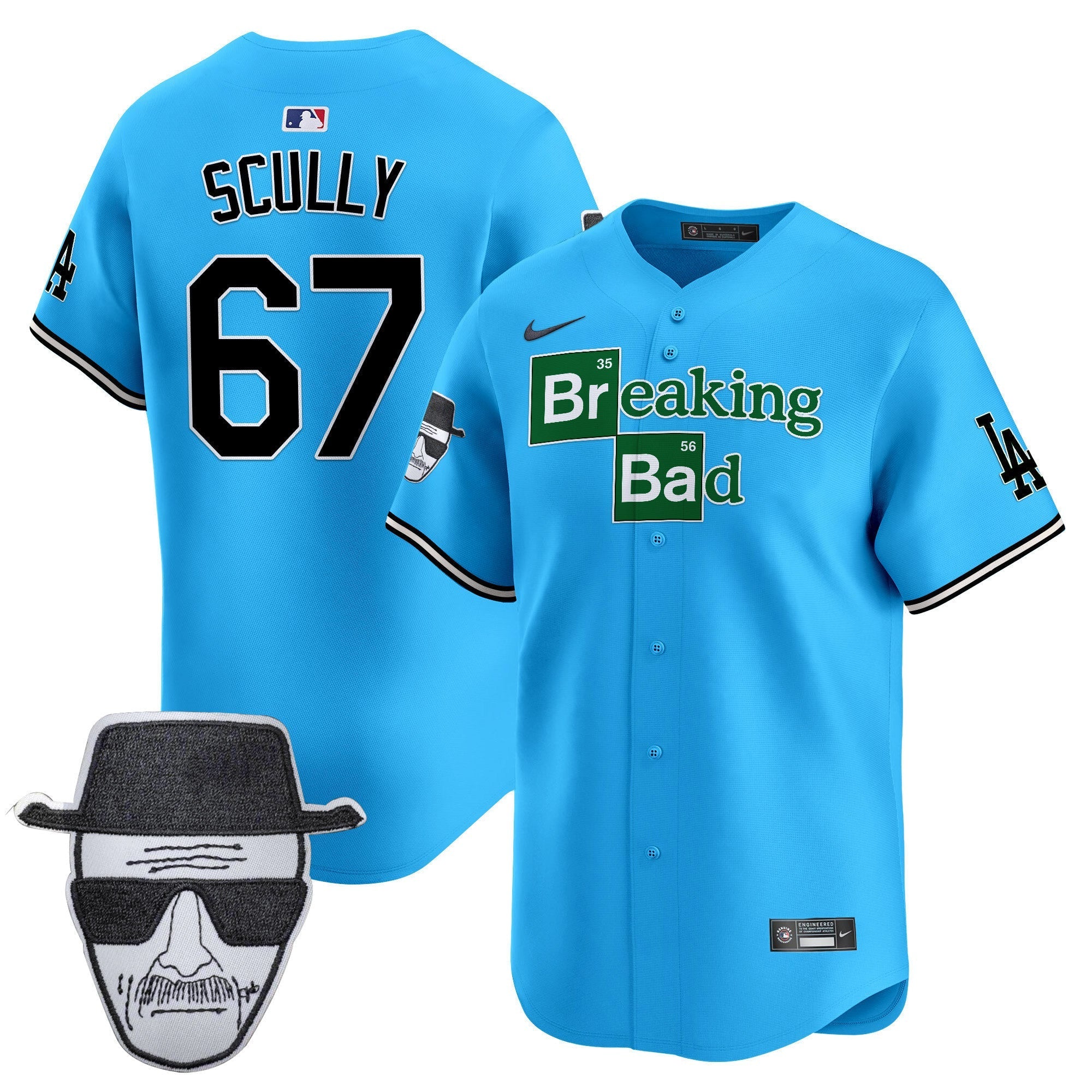 Men's Dodgers Breaking Bad Walter White Patch Vapor Premier Limited Jersey - All Stitched
