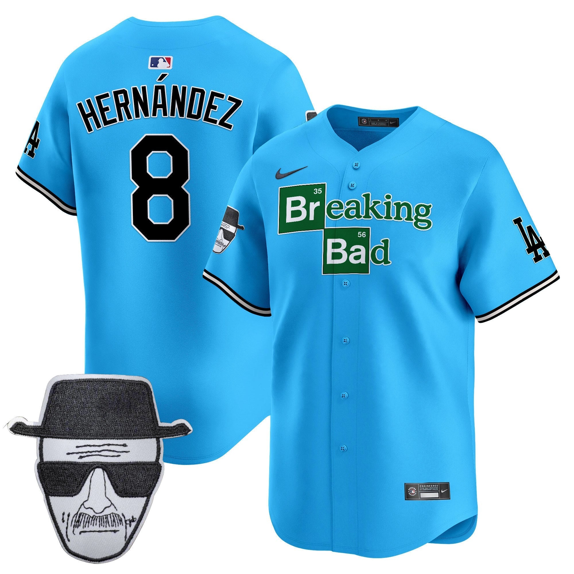 Men's Dodgers Breaking Bad Walter White Patch Vapor Premier Limited Jersey - All Stitched
