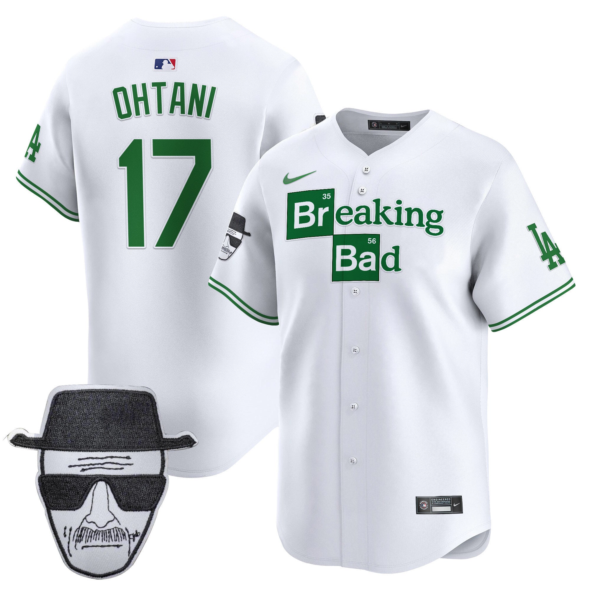 Men's Dodgers Breaking Bad Walter White Patch Vapor Premier Limited Jersey - All Stitched