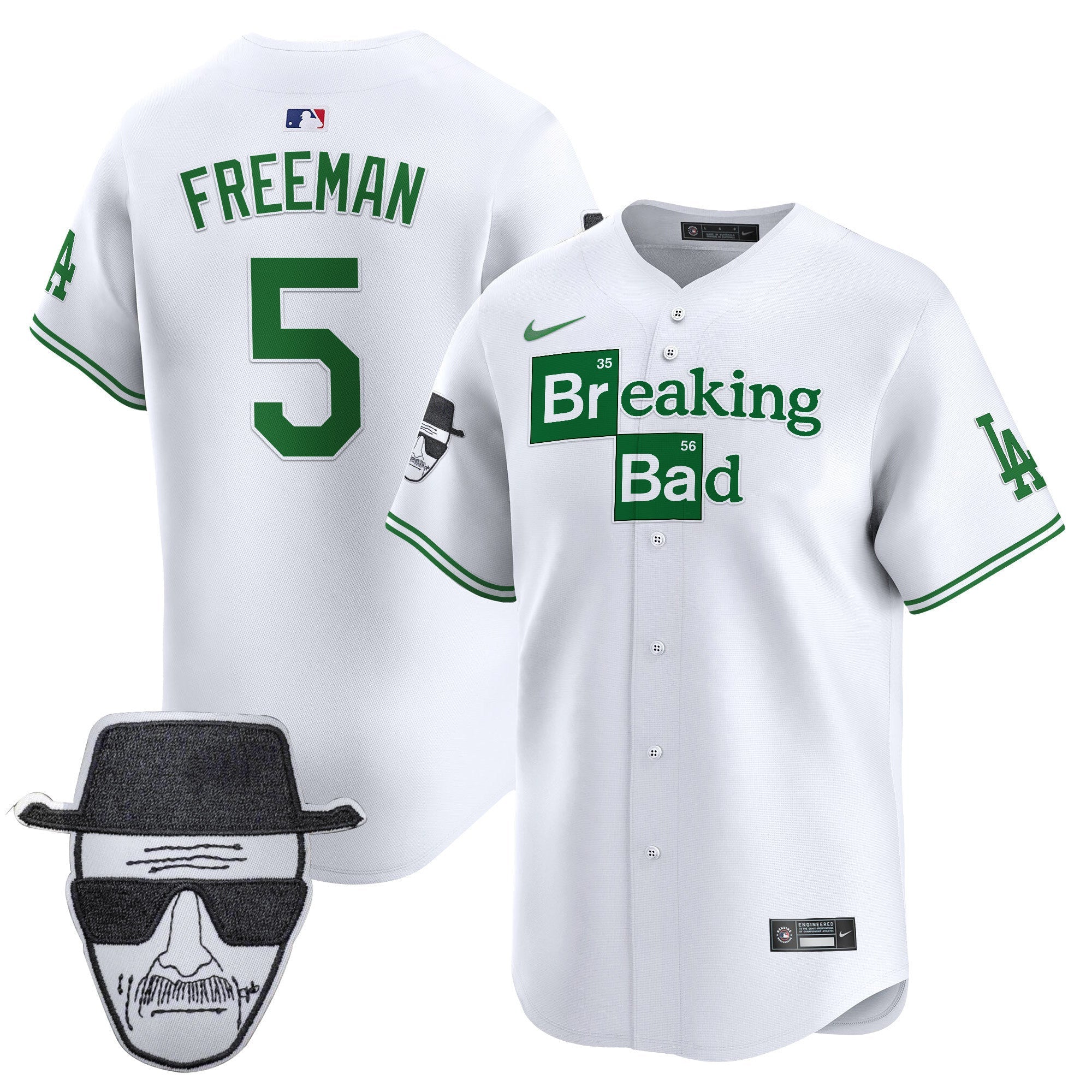 Men's Dodgers Breaking Bad Walter White Patch Vapor Premier Limited Jersey - All Stitched