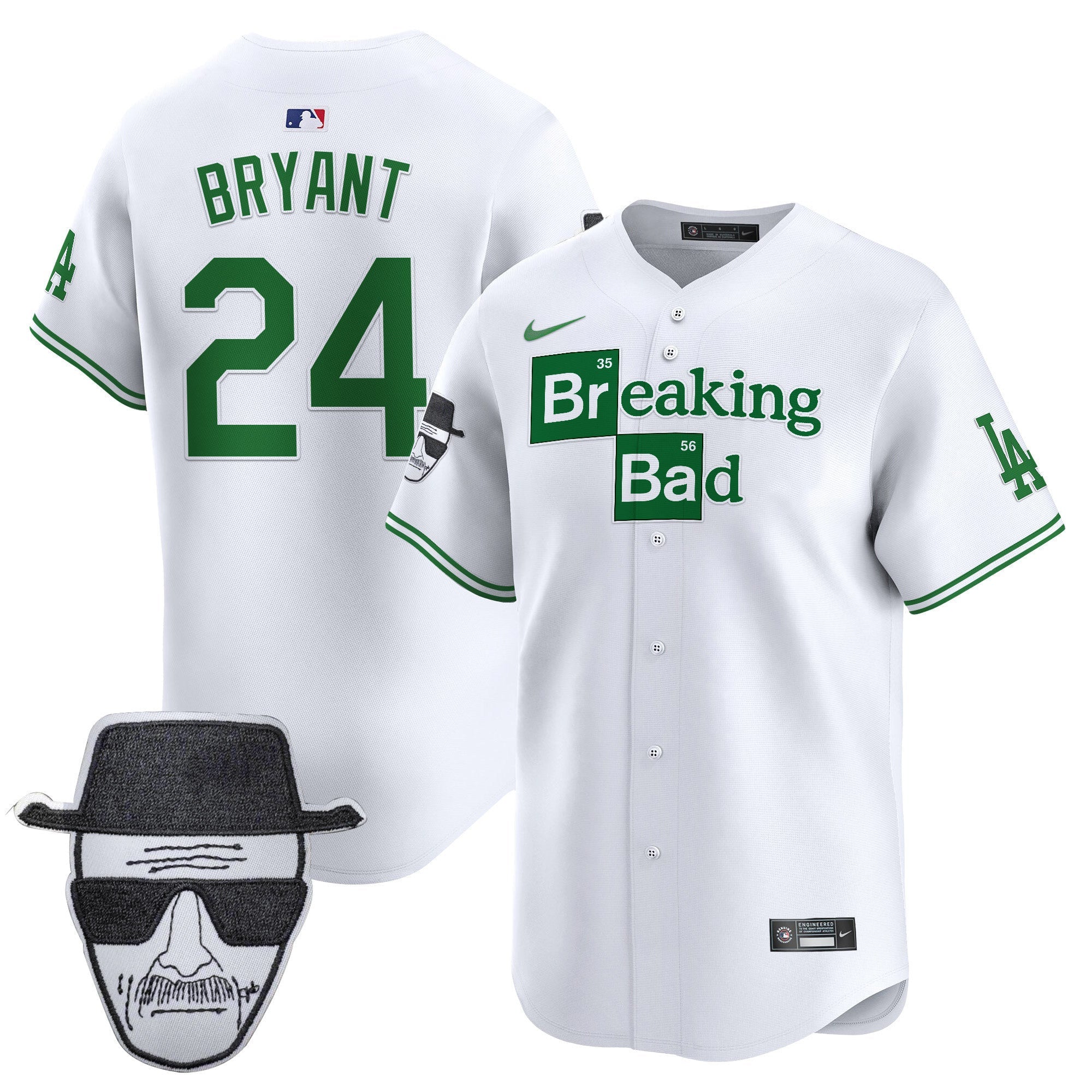 Men's Dodgers Breaking Bad Walter White Patch Vapor Premier Limited Jersey - All Stitched