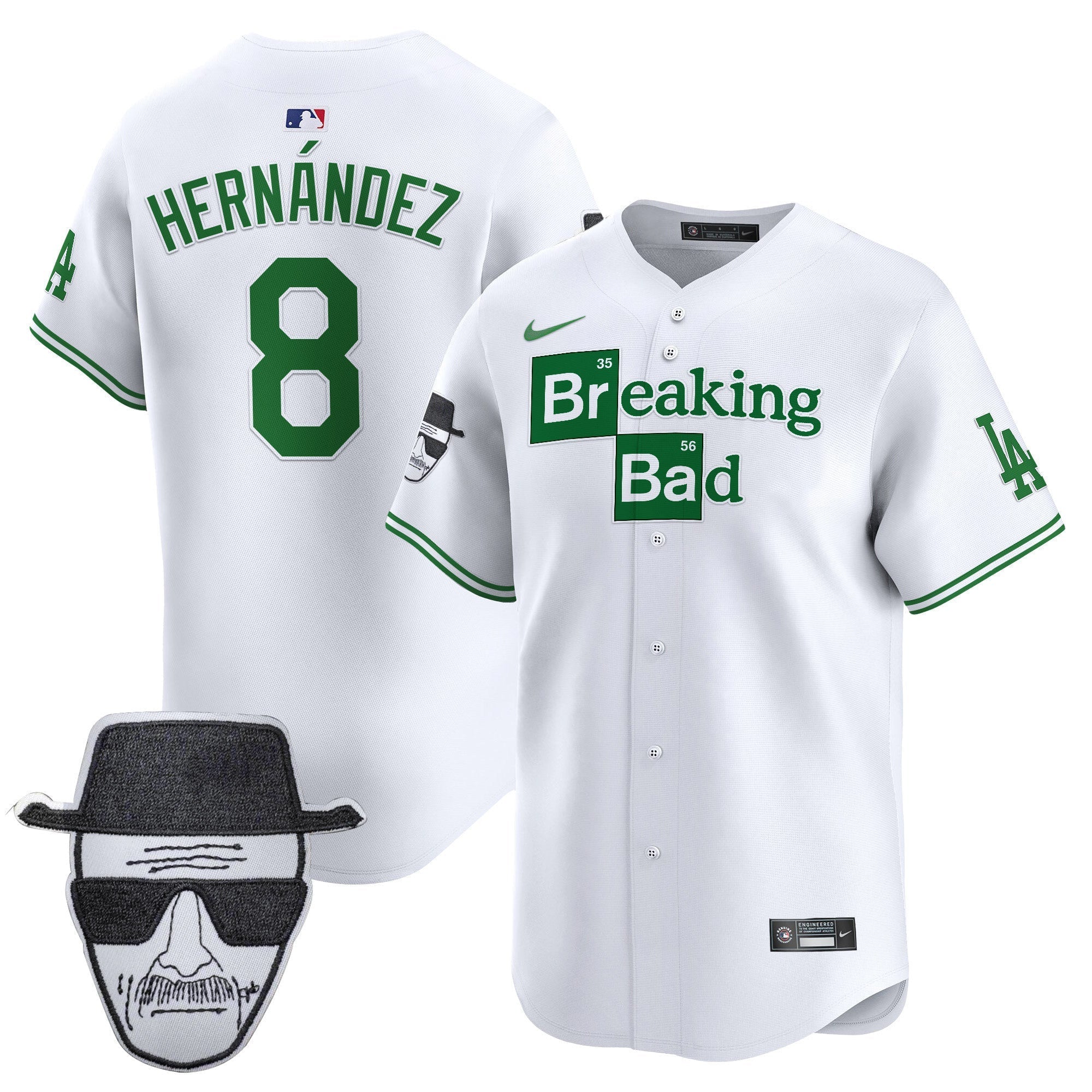 Men's Dodgers Breaking Bad Walter White Patch Vapor Premier Limited Jersey - All Stitched