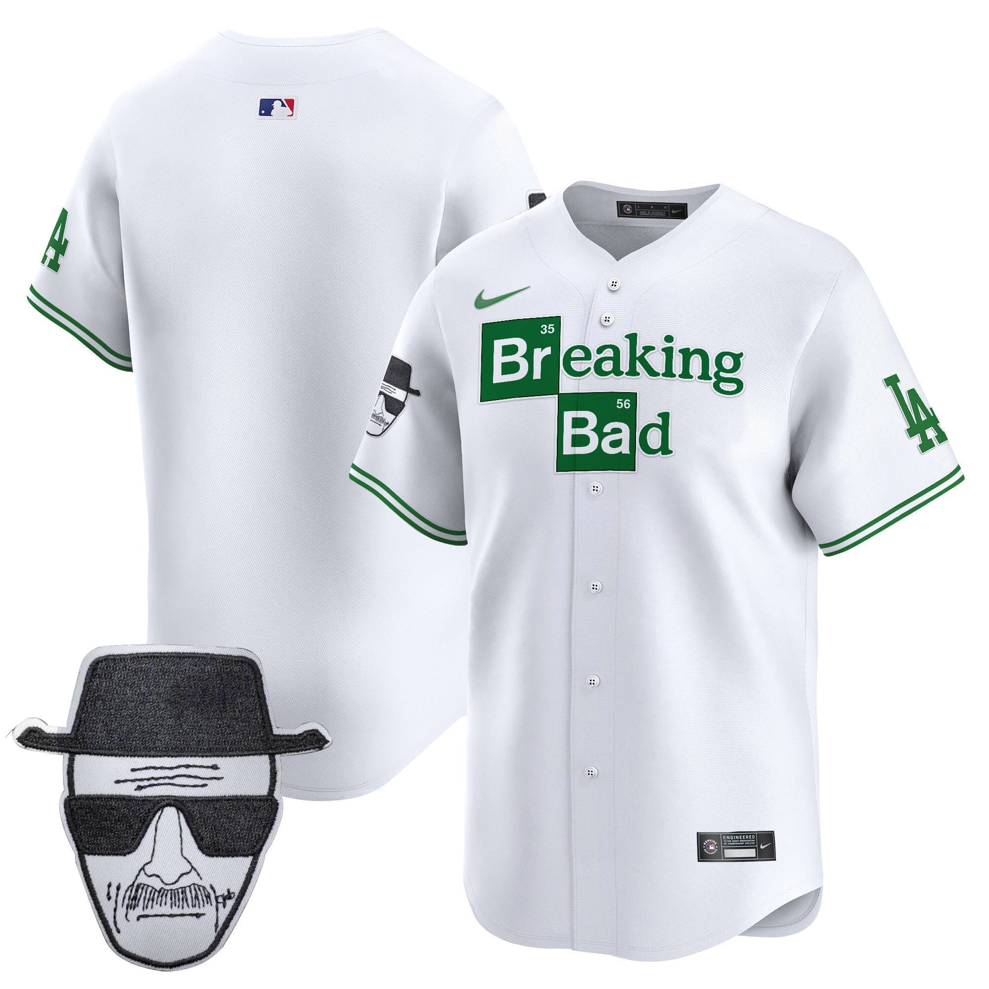 Men's Dodgers Breaking Bad Walter White Patch Vapor Premier Limited Jersey - All Stitched
